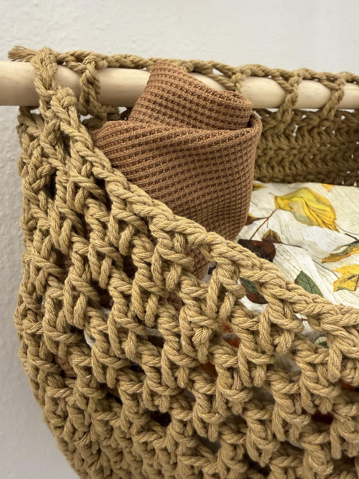 Lawei 3 Tier Hanging Fruit Basket, Wall Hanging Vegetable Fruit Baskets Cotton Woven Storage Baskets for Organizing, BOHO Wall Basket Decor, Over the Door Organizer for Kitchen, Bedroom, Bathroom customer photo 2