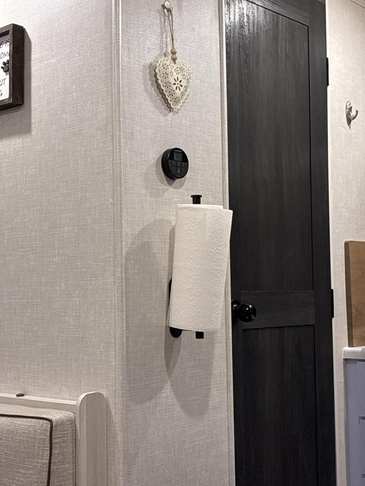Paper Towel Holder, Self Adhesive or Drilling Paper Towel Holder Under Cabinet, Stainless Steel Black Paper Towel Holders Wall Mount for Kitchen, Bathroom, Sink, Pantry, Fridge customer photo 2