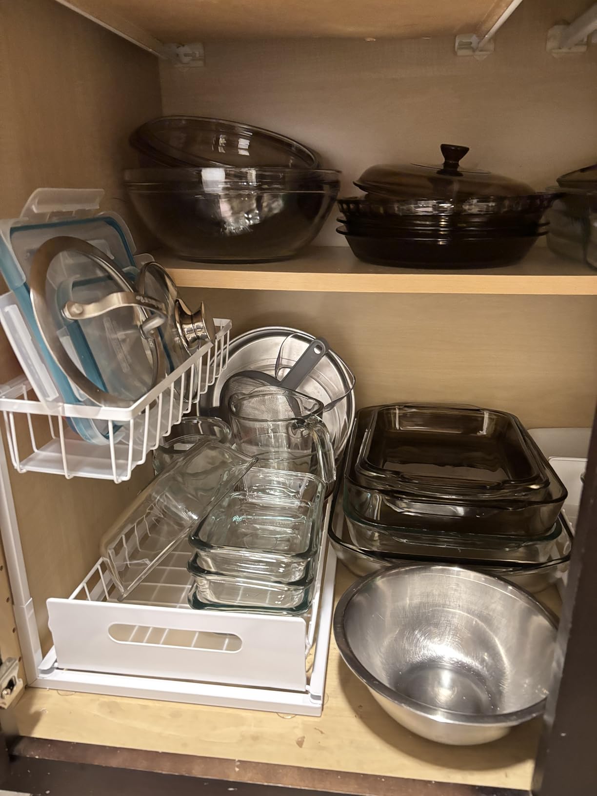 REALINN Under Sink Organizer, Pull Out Cabinet Organizer, 2 Tier Metal Slide Out Shelf with L Shaped Design, Under Cabinet Storage for Kitchen, Bathroom, Laundry, Deep Cabinet Shelf Storage, White customer photo 2