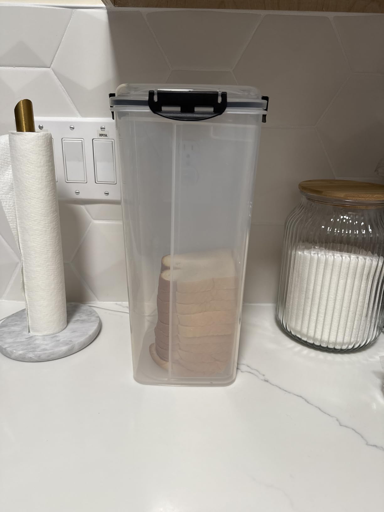 Tafura Bread Storage Container with Tray, Plastic Bread Box, Bread Container with Airtight Lid, Loaf Bread Keeper, Bread Holder for Homemade Bread, BPA Free customer photo 2