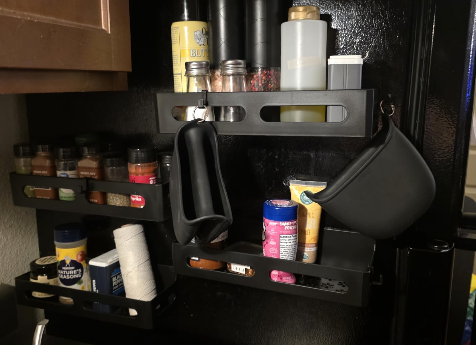 4 Pack Strong Magnetic Spice Rack for Refrigerator, Multipurpose Magnetic Shelf for Fridge with 4 Hooks customer photo 1