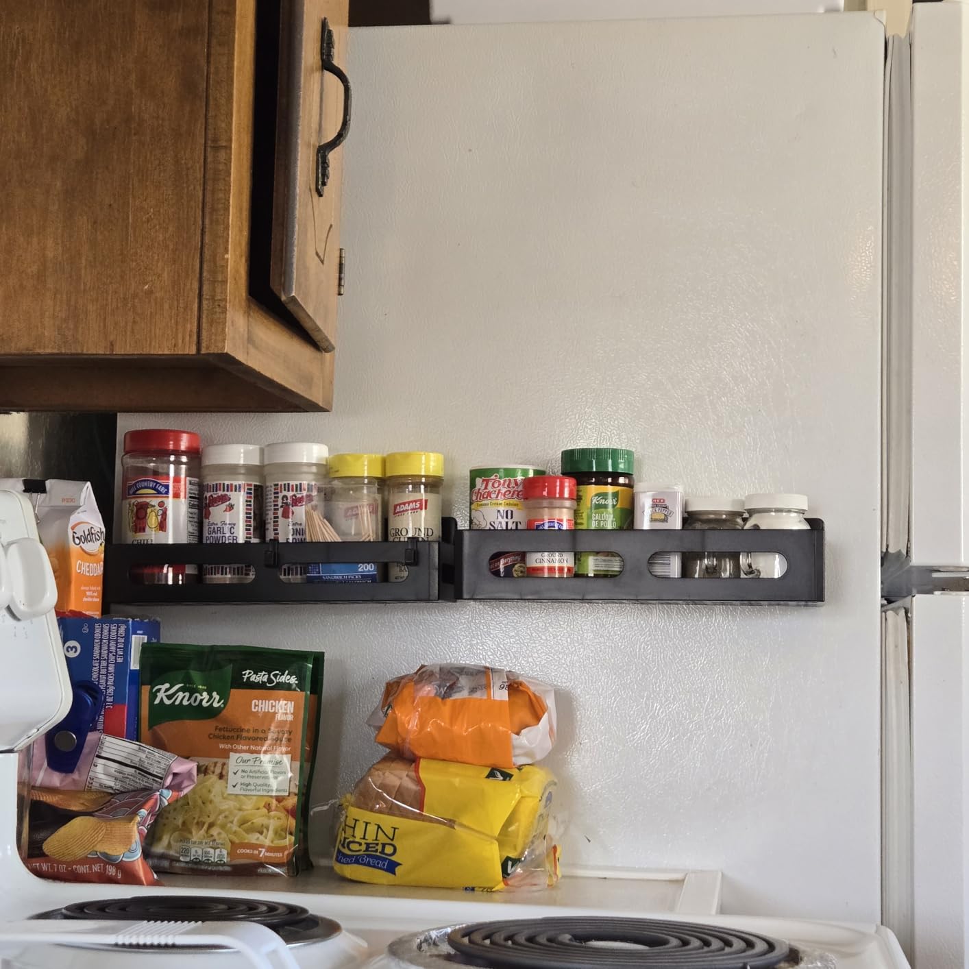 4 Pack Strong Magnetic Spice Rack for Refrigerator, Multipurpose Magnetic Shelf for Fridge with 4 Hooks customer photo 2