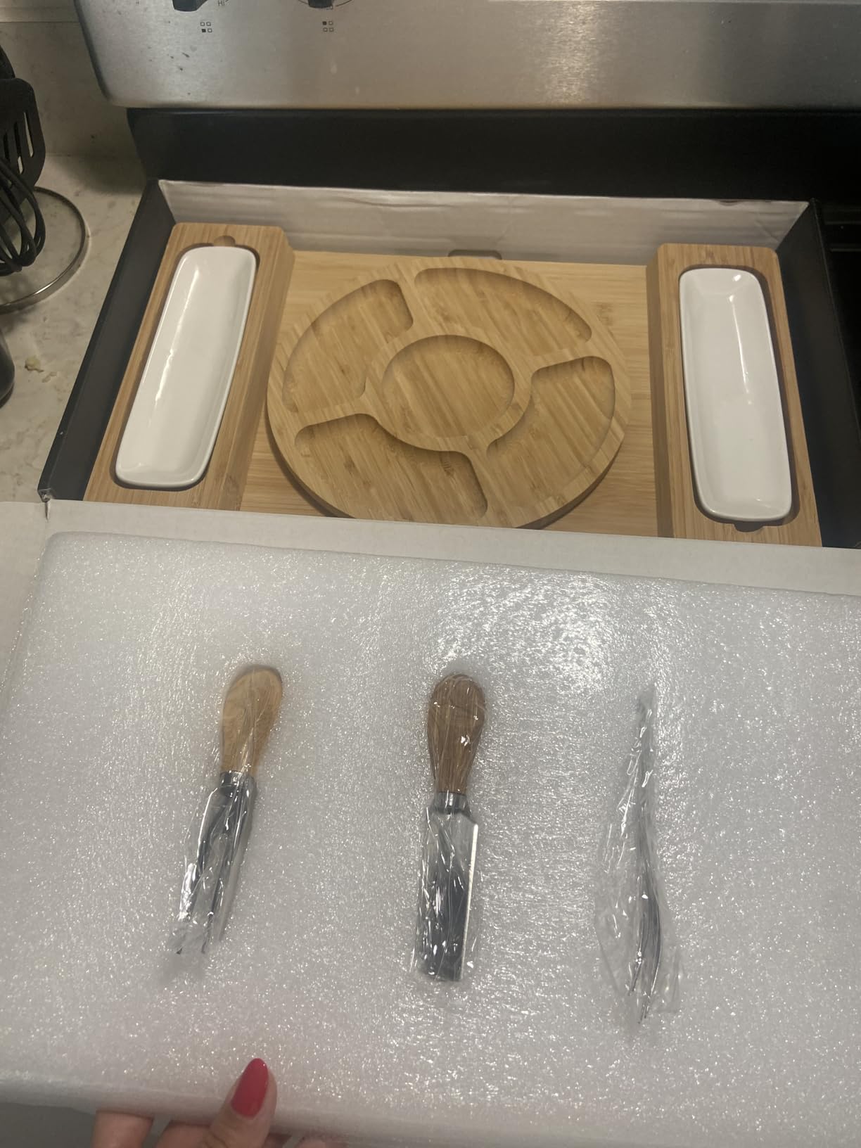 Charcuterie Boards - Large Bamboo Cheese Board Gift Set with Serving Tray, Knives & Bowls customer photo 1