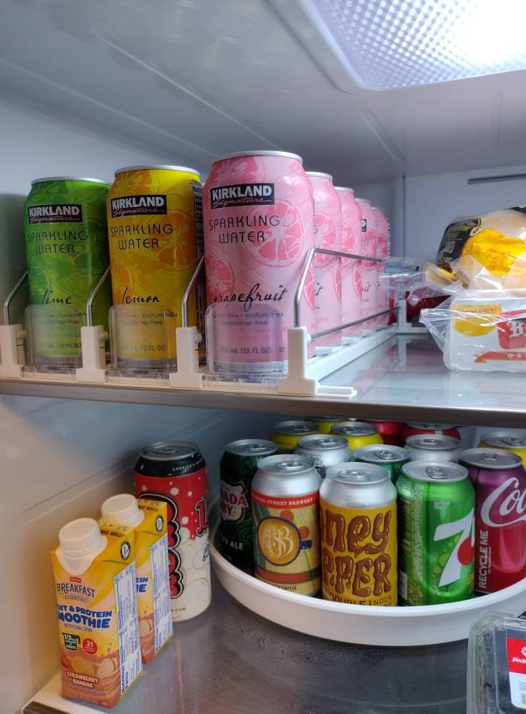 Puricon Drink Organizer for Fridge Pusher Glide, Spring Loaded Fridge Drink Dispenser - 2 Rows, White customer photo 1