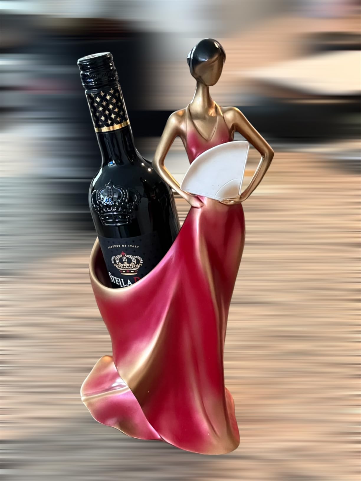 Yesland Wine Bottle Holder, Resin Wine Rack Red Single Beauty Lady Statue Wine Holder Stand Decor for Kitchen Bar Countertop Tabletop - 13.5 x 6.5 x 5.5 Inch customer photo 1