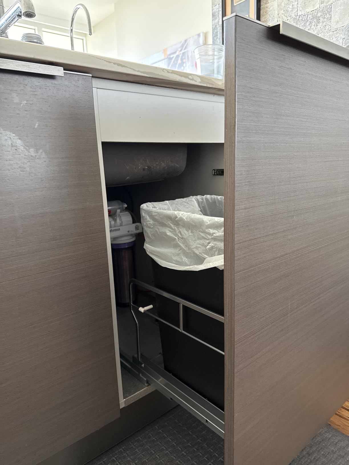 Insputer Pull Out Trash Can Under Cabinet with Soft-Close Slides, Heavy Duty Under Sink Trash Can Kit for Kitchen, Garbage Can Not Included, Requires Minimum Cabinets Opening 12