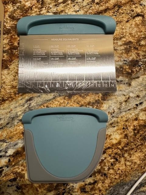 Bench Scraper Dough Cutter Tool - Bowl Pastry Scraper for Bread Cake Pizza, Bench Knife Kitchen Dough Scraper for Baking, Stainless Steel Food Scraper with Grip Handles & Measuring Scale, Blue customer photo 1