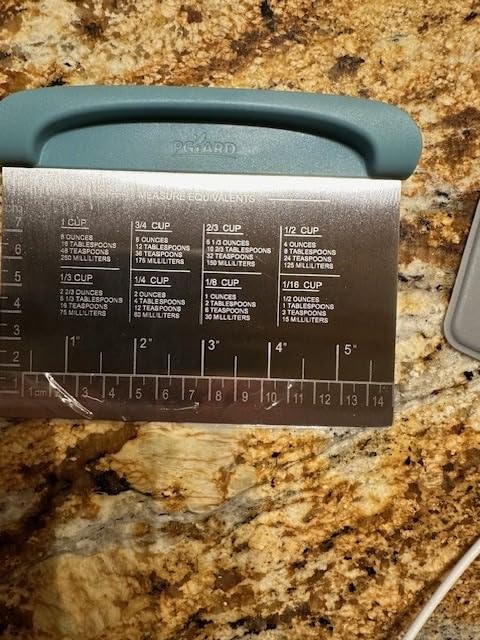 Bench Scraper Dough Cutter Tool - Bowl Pastry Scraper for Bread Cake Pizza, Bench Knife Kitchen Dough Scraper for Baking, Stainless Steel Food Scraper with Grip Handles & Measuring Scale, Blue customer photo 2