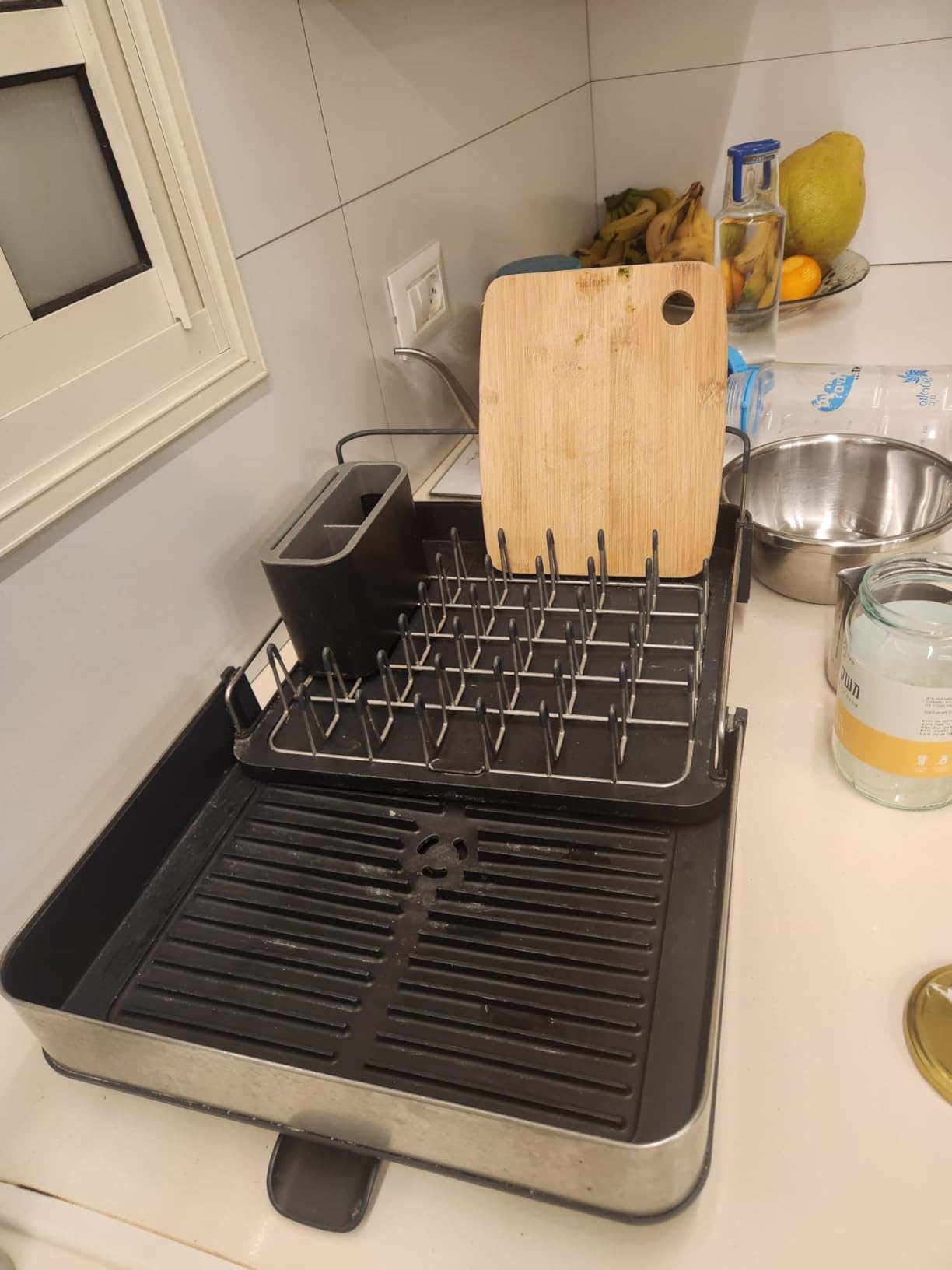 Joseph Joseph Extend Steel Expandable Dish Drying Rack with Removable Cutlery Holder Swivel Draining Spout, Stainless Steel customer photo 2