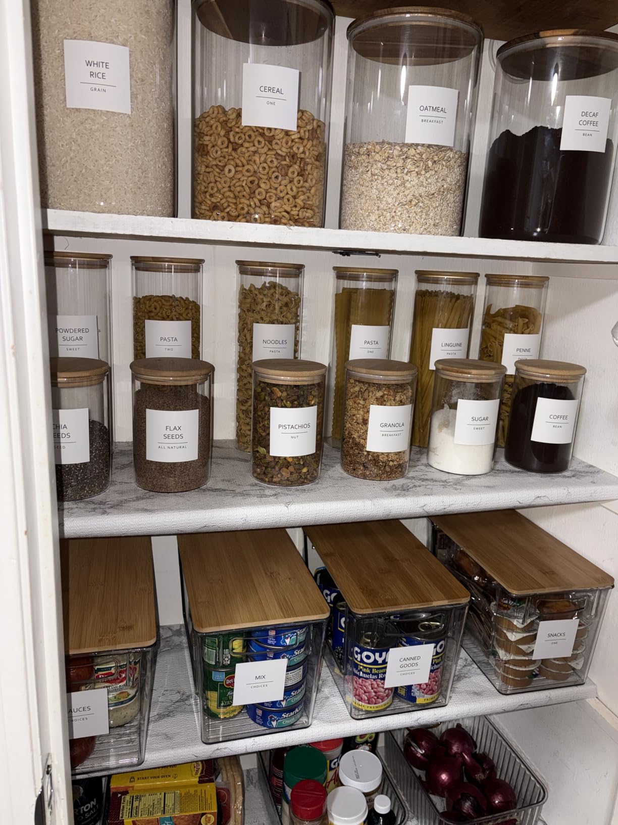 Pantry Organizers Storage, 2 Pack Large Capacity Clear Storage Bins with Bamboo Lids for Onion, Potato, Garlic, Canned Food, Under Sink Organizer Kitchen Countertop Organizer customer photo 1