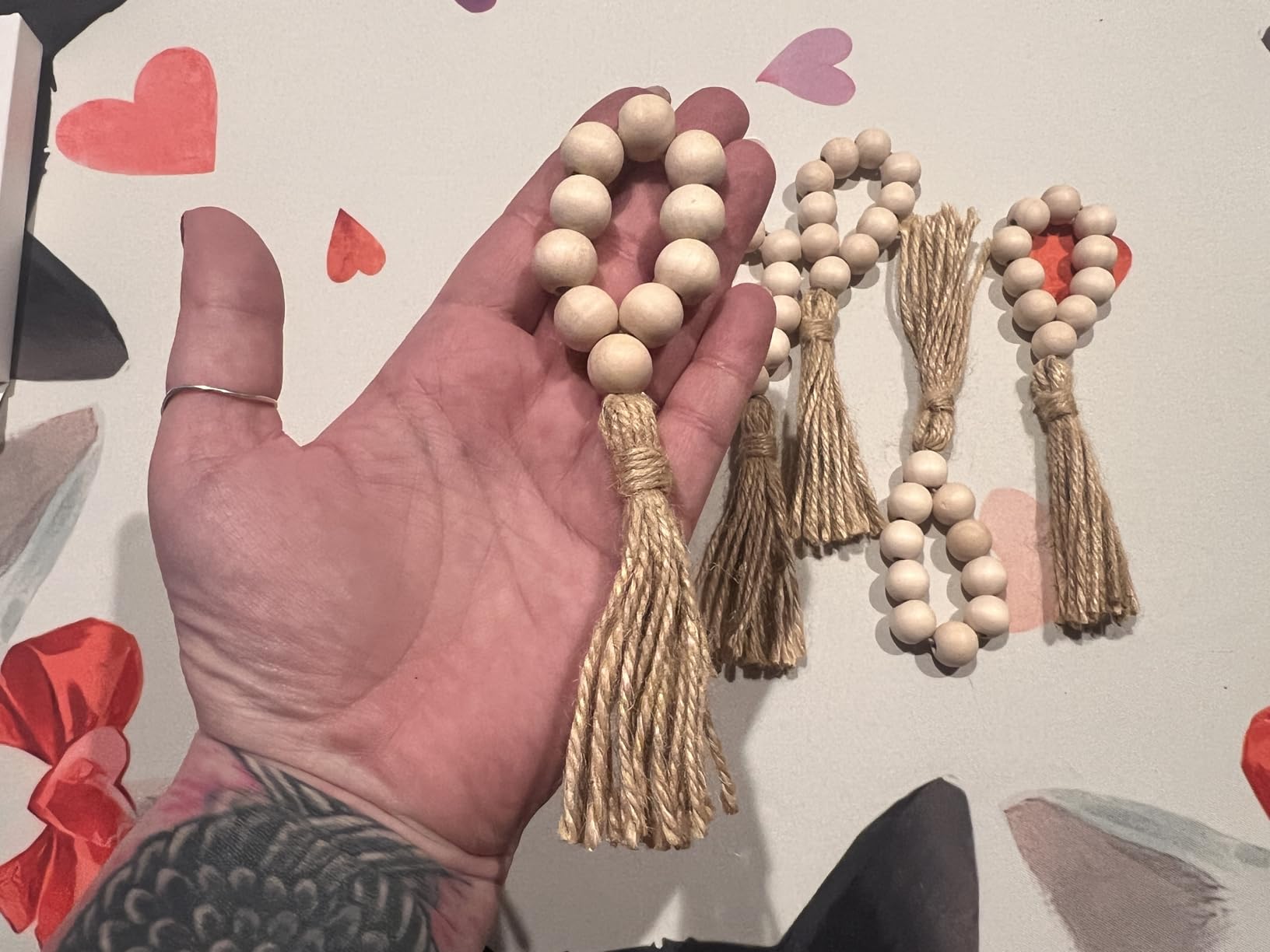 Napkin Rings Set of 6, Wooden Bead Napkin Rings for Table Decor, Easter Farmhouse Napkins Rings for Boho Table Decor, Spring Banquet, Wedding, Holiday Dinner Party, Easter customer photo 1