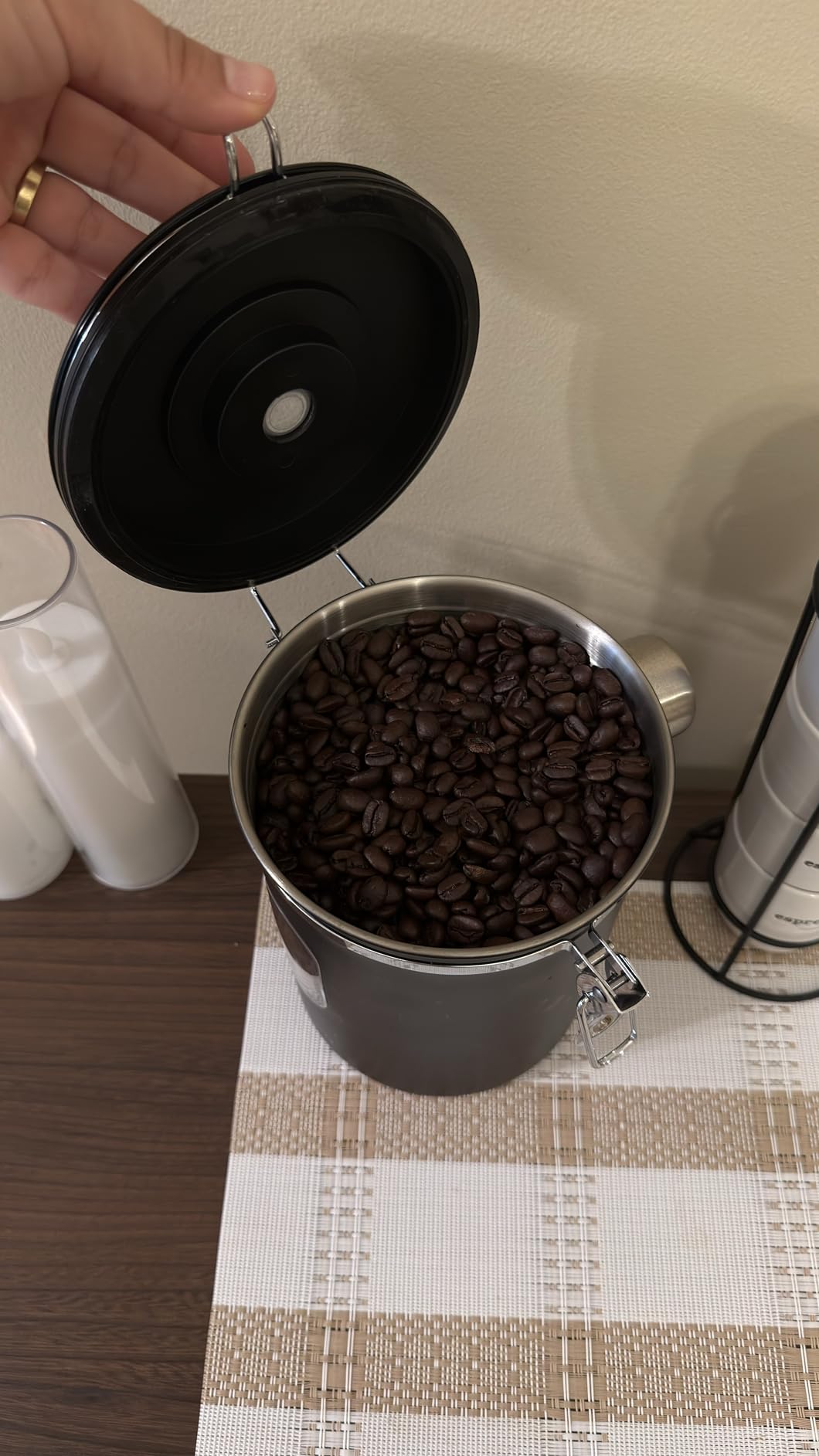 Veken Coffee Sugar Canister with Window, Airtight Stainless Steel Container with Lids, Home Kitchen Food Storage Jars, 22OZ, Cream customer photo 1