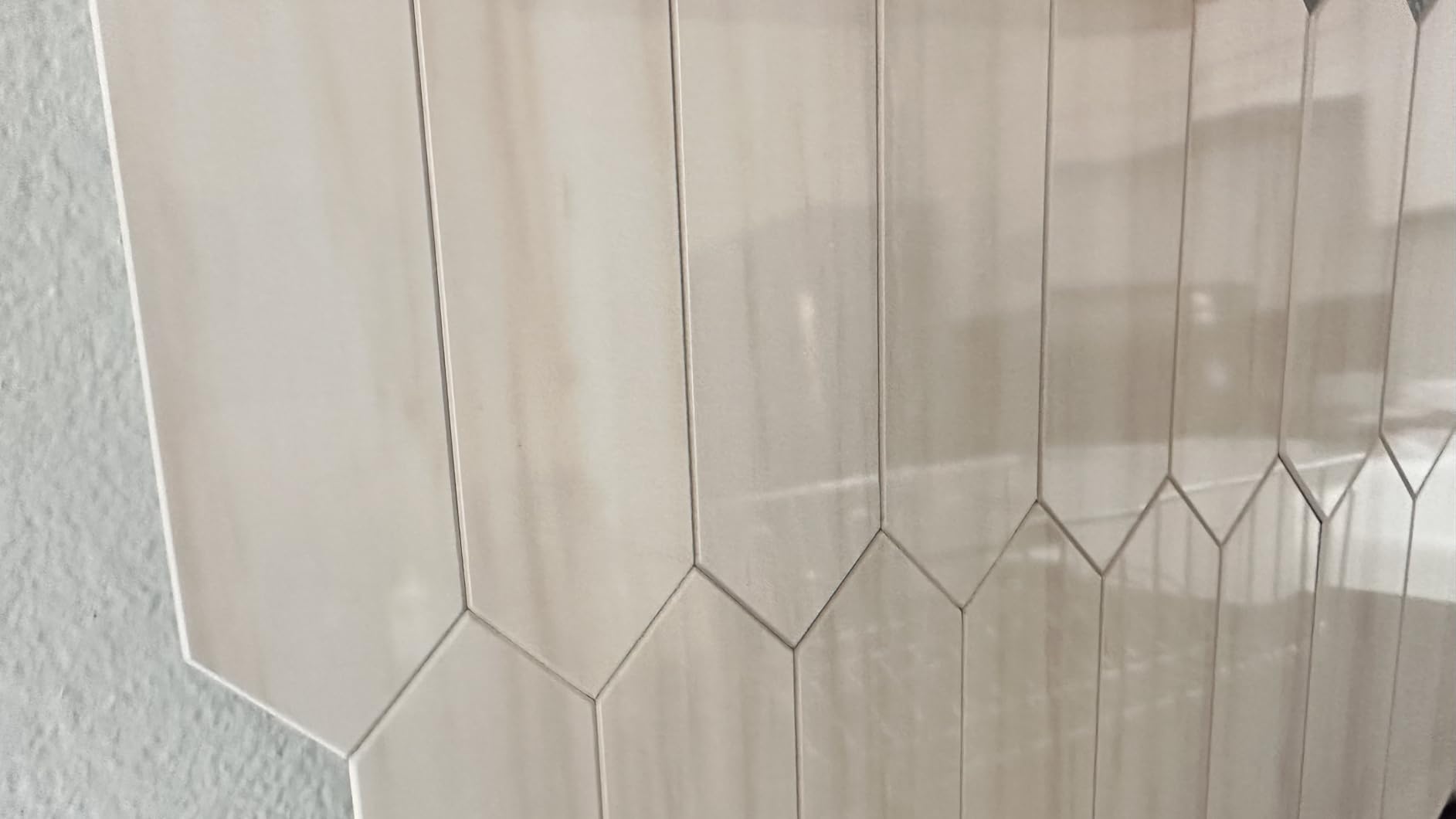 Vamos Tile Glossy Dolomite White Backsplash Tile Peel and Stick, 12.8 x 12.8 Inch 10 Sheets Long Hexagon PVC Self Adhesive Mosaic Wall Tiles Stick on Backsplash for Kitchen and Bathroom customer photo 2