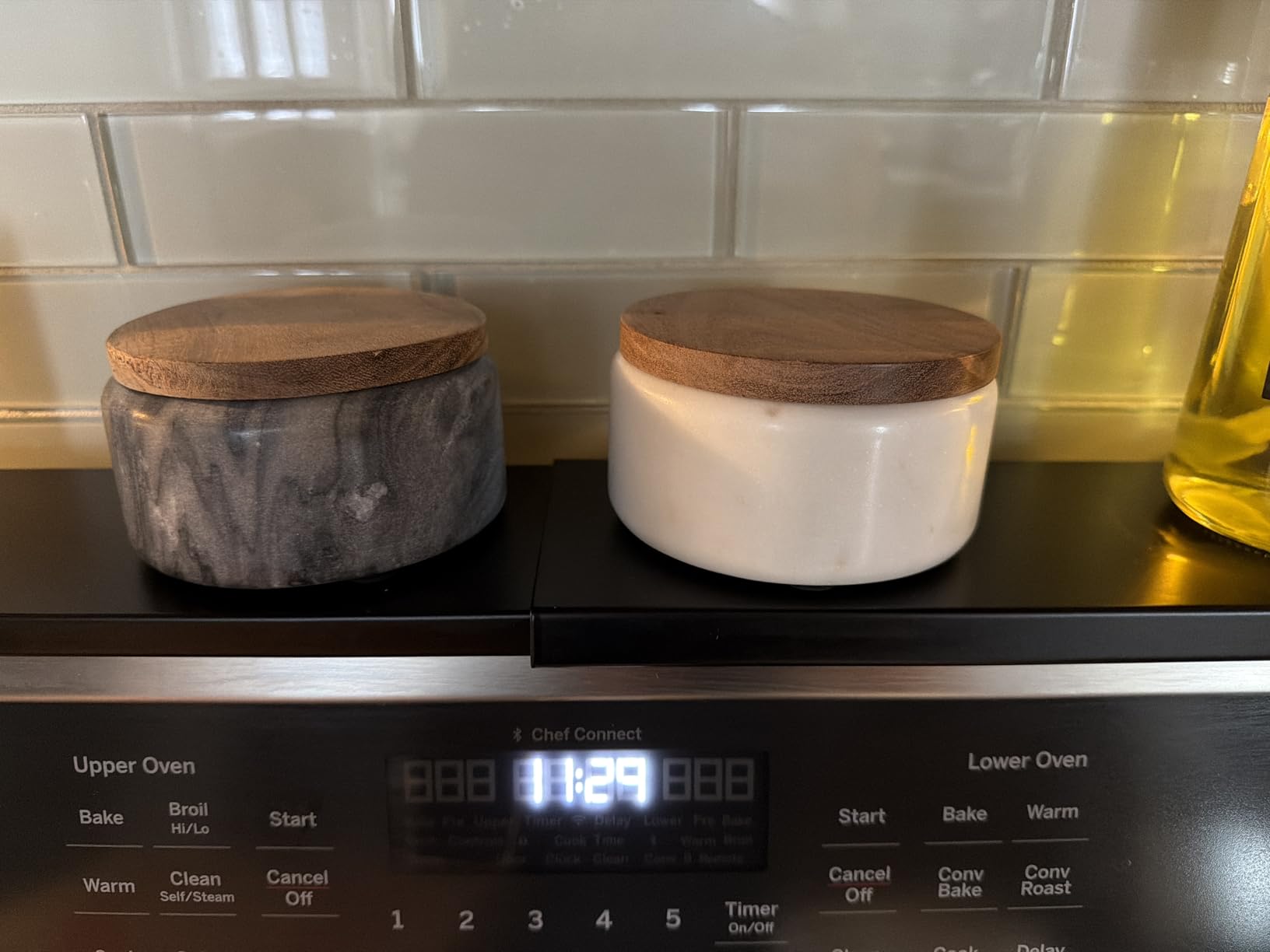 Marble Salt and Pepper Bowls - Set of 2 Handcrafted White/Grey Solid Marble Salt and Pepper Cellars with Lids and Spoons - Elegant Containers for Countertop or Table customer photo 1