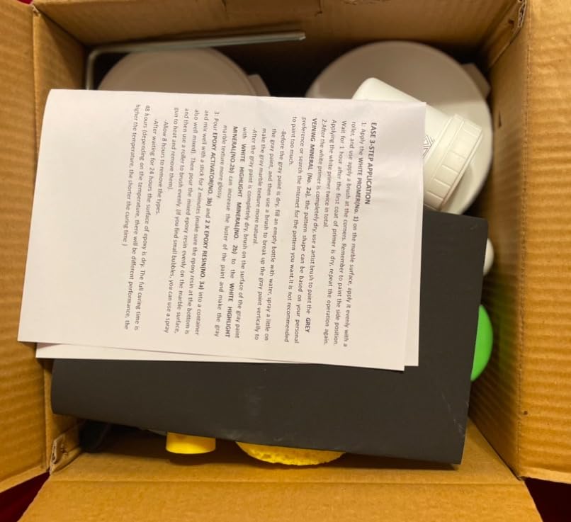White Marble Countertop Paint Kit(Including Epoxy Resin), All-IN-ONE Set, Cover Up to 35 SQ. FT., For Marble, Granite, Formica, Laminate, Ceramic Tile etc. customer photo 1