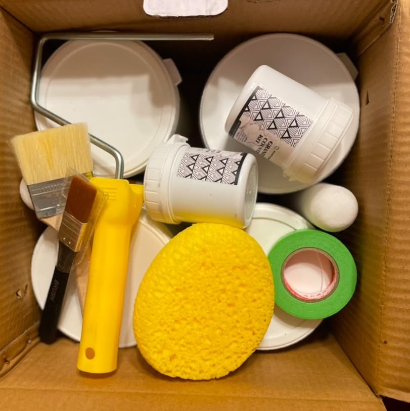 White Marble Countertop Paint Kit(Including Epoxy Resin), All-IN-ONE Set, Cover Up to 35 SQ. FT., For Marble, Granite, Formica, Laminate, Ceramic Tile etc. customer photo 2