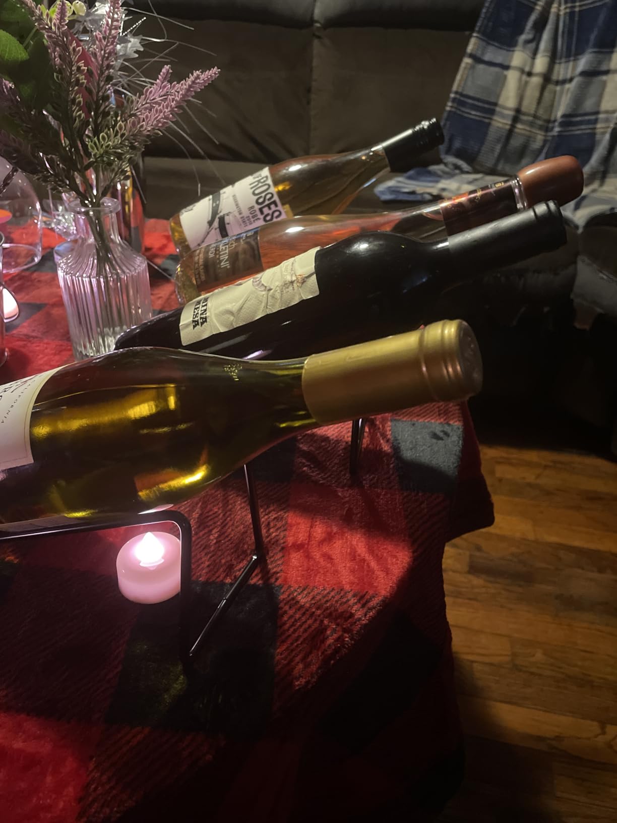 TONLEA Countertop Wine Rack, 2 Pcs Wine Bottle Holder, Metal Small Wine Rack, Tabletop Wine Storage Stand for Cabinet, Pantry, Bar, Black customer photo 2