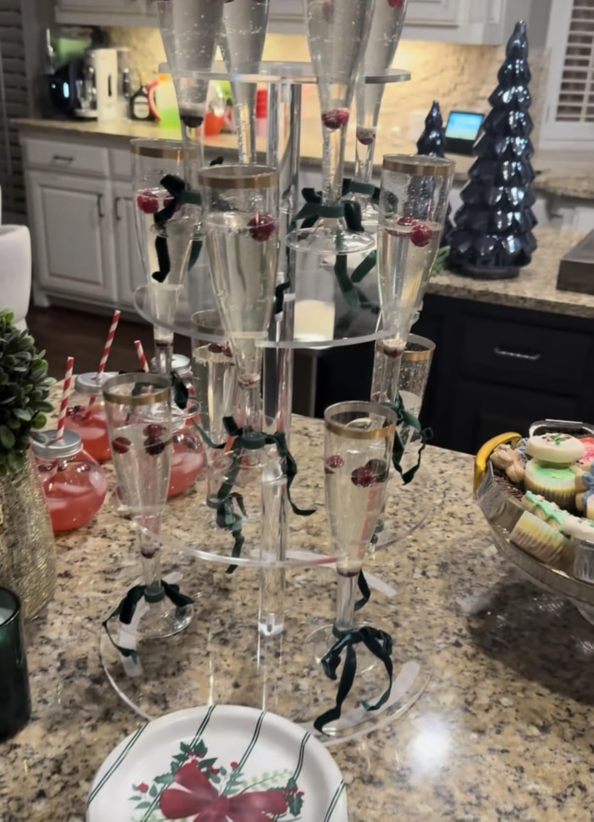 NiHome 3-Tier Clear Acrylic Champagne Tower with String Light, 12-Glass Cocktail Tree Stand Wine Rack, Weddings Parties Bars Drink Tower for Champagne, Cocktails, Martini, Margarita Cups customer photo 1