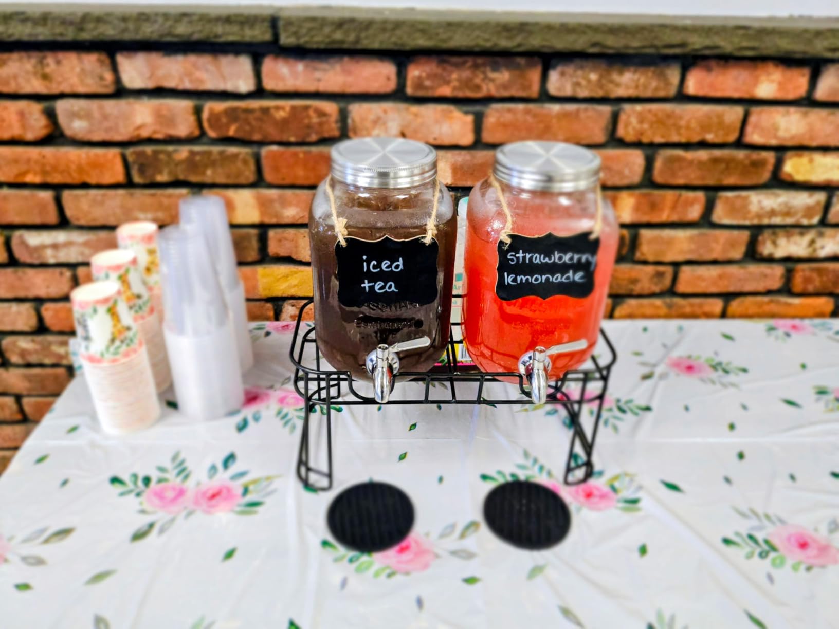 1 Gallon Glass Drink Dispenser with Stand, 2 Pack Glass Beverage Dispenser with Stainless Steel Spigot customer photo 1