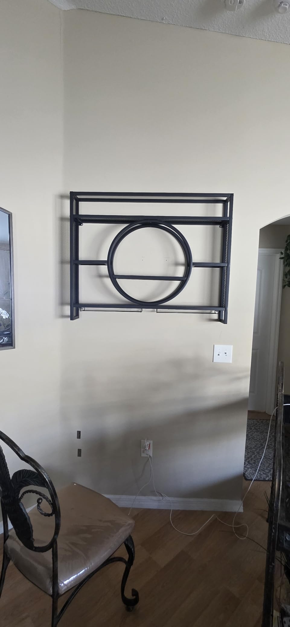 39 Inch Metal Wall Mounted Wine Rack, 3 Tier Bar Shelves with Glass Holder, Large Capacity Modern Liquor Shelves customer photo 1