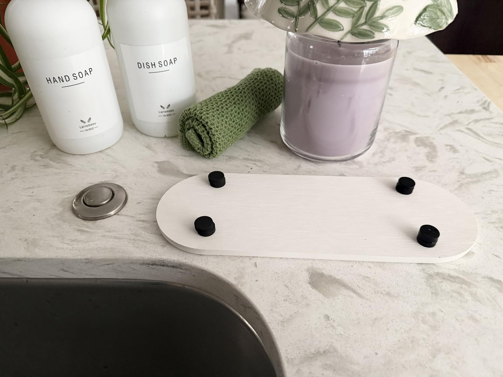 3PCS Water Absorbing Stone Tray, DryingNeat Diatomite Stone Sink Tray, Instant Dry Sink Coasters, Kitchen Sponge Hand Soap Holder, Countertop Fast Drying Counter Trays customer photo 2