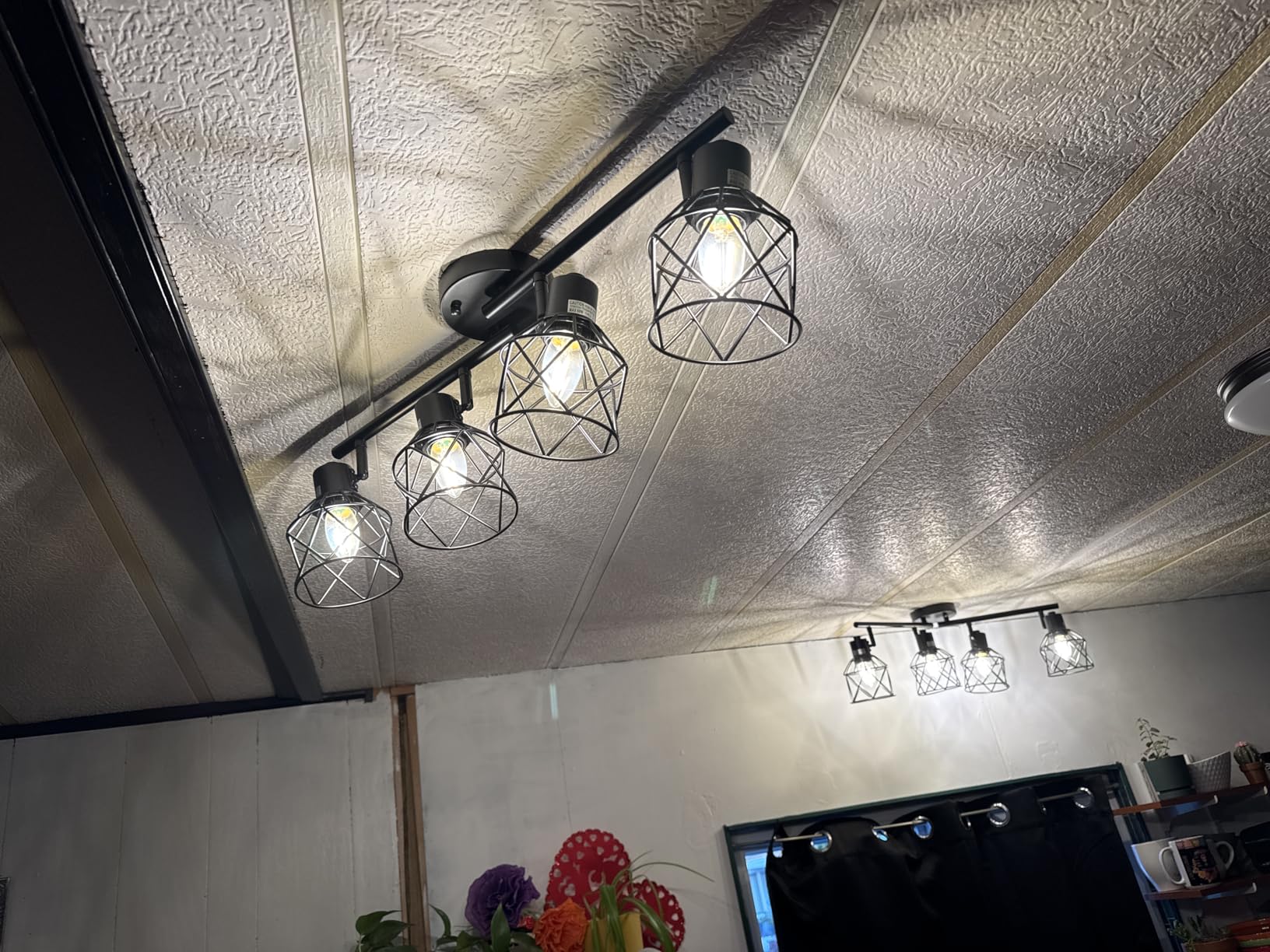 4-Lights Semi Flush Mount Ceiling Light, Adjustable Multi-Directional Light Fixtures, Rotatable Farmhouse Light Fixtures Mount with Metal Cage for Dining Room, Living Room customer photo 1