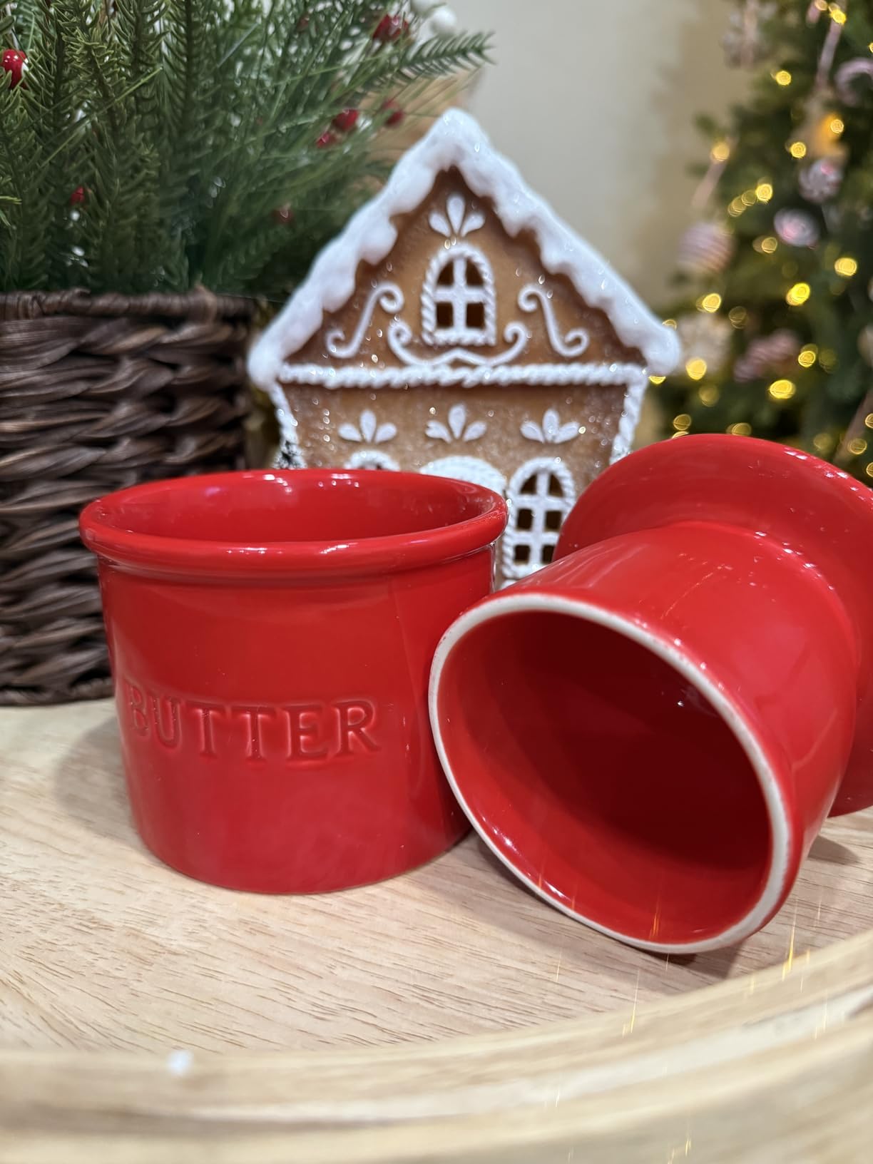 Butter Crock with Lid for Countertop - Ceramic French Butter Dish for Spreadable Soft Butter, Butter Container Holder with a Water Seal, Housewarming Gift, Kitchen and Home Decor, Speckled White customer photo 2