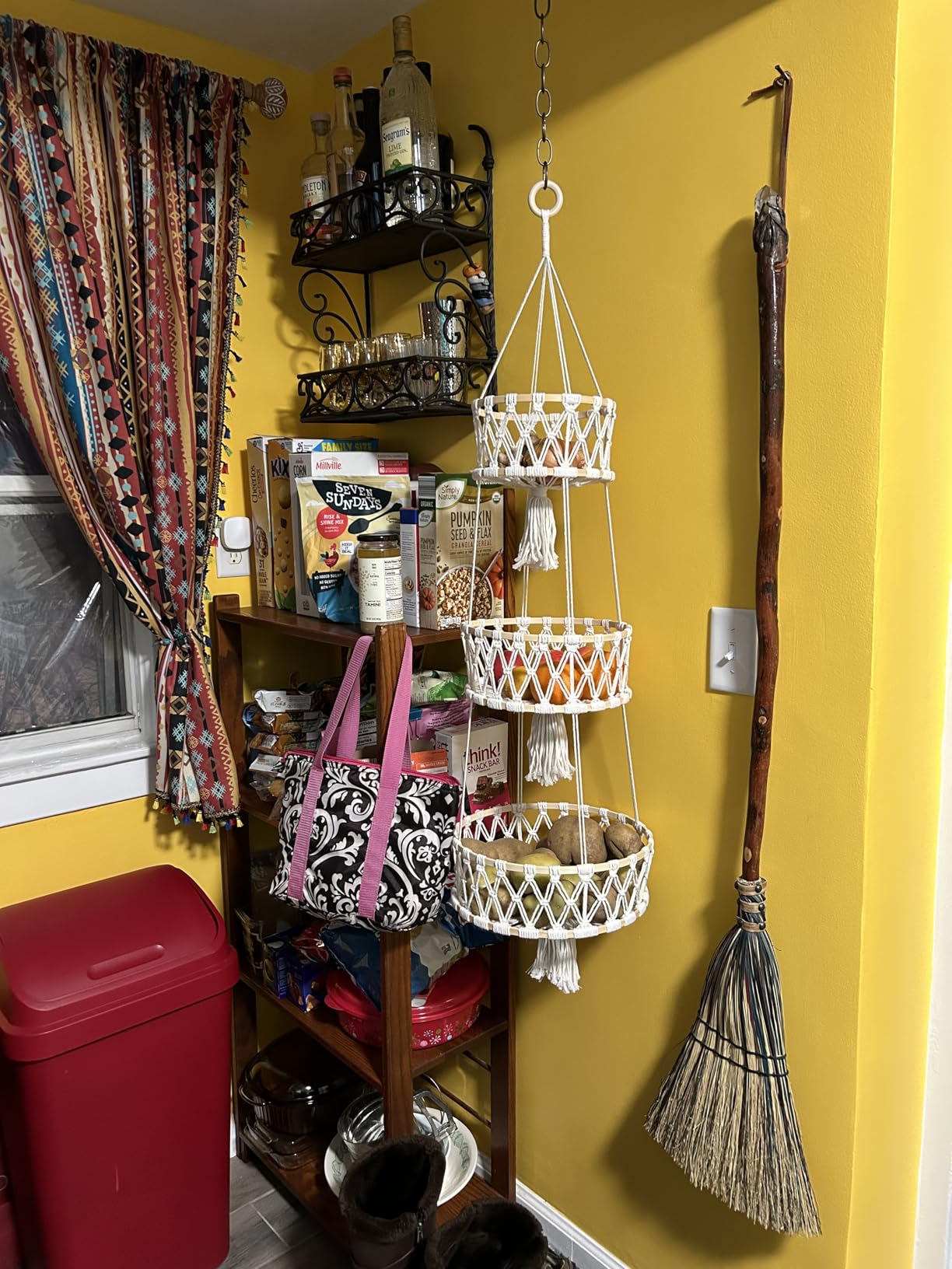 3 Tier Hanging Basket, Macrame Hanging Basket for Fruit and Vegetable Storage, Cotton Rope Woven Baskets for Kitchen customer photo 2