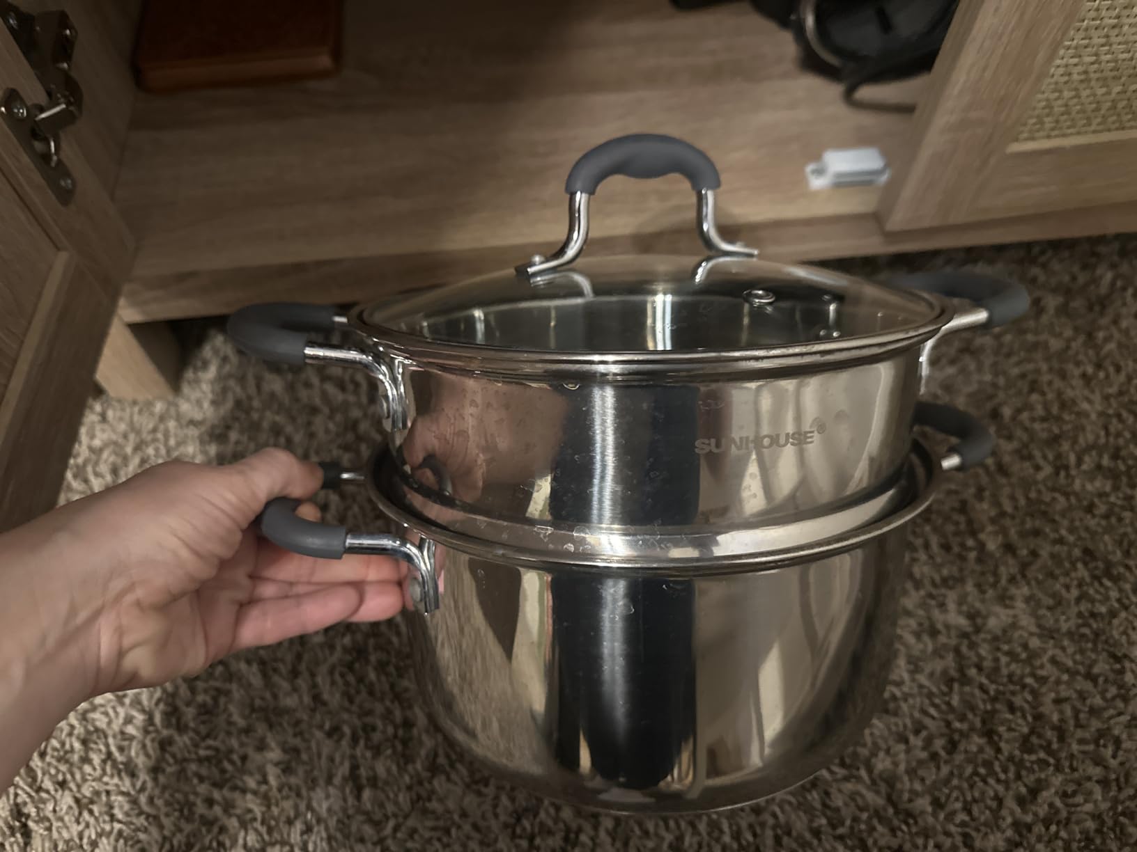 SUNHOUSE - 3.1 Quart Steamer Pots with Lid 2-Tier Multipurpose Stainless Steel Steaming Pot Cookware with Handle for Vegetable, Dumpling, Sauce, Food - Triple Bottom, Measurement Line customer photo 1