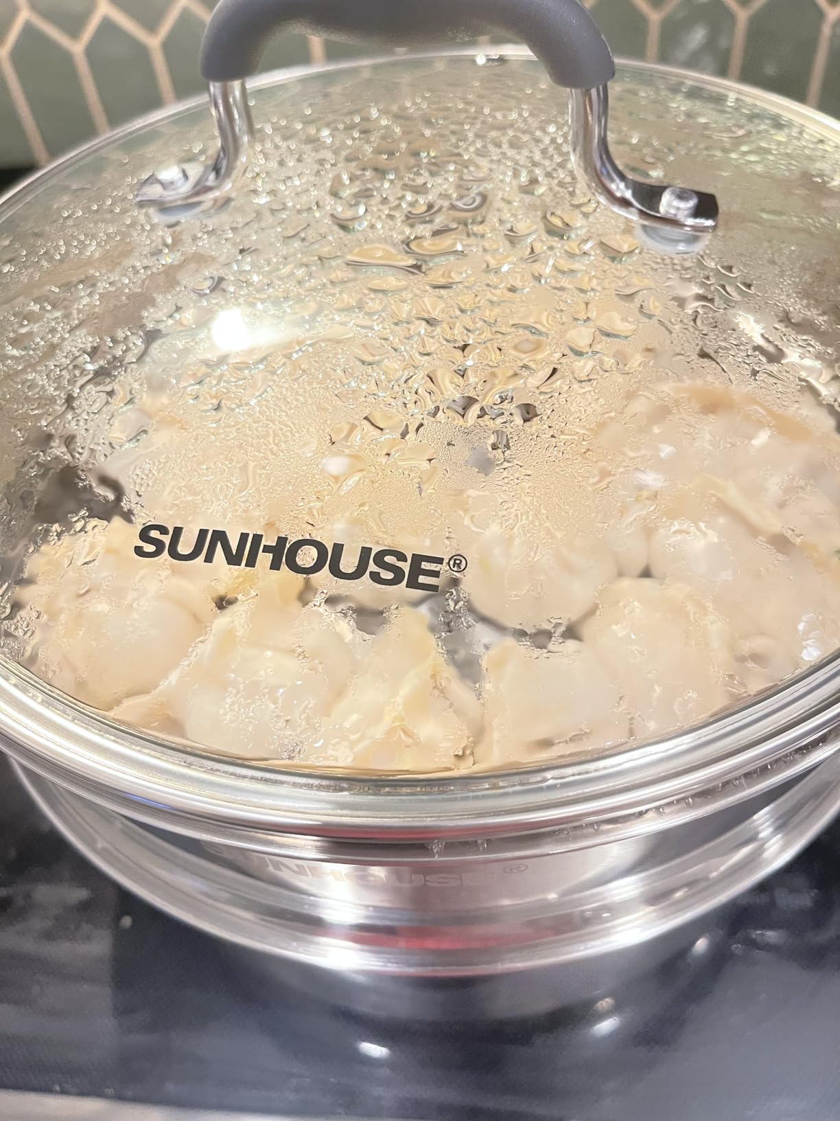 SUNHOUSE - 3.1 Quart Steamer Pots with Lid 2-Tier Multipurpose Stainless Steel Steaming Pot Cookware with Handle for Vegetable, Dumpling, Sauce, Food - Triple Bottom, Measurement Line customer photo 2