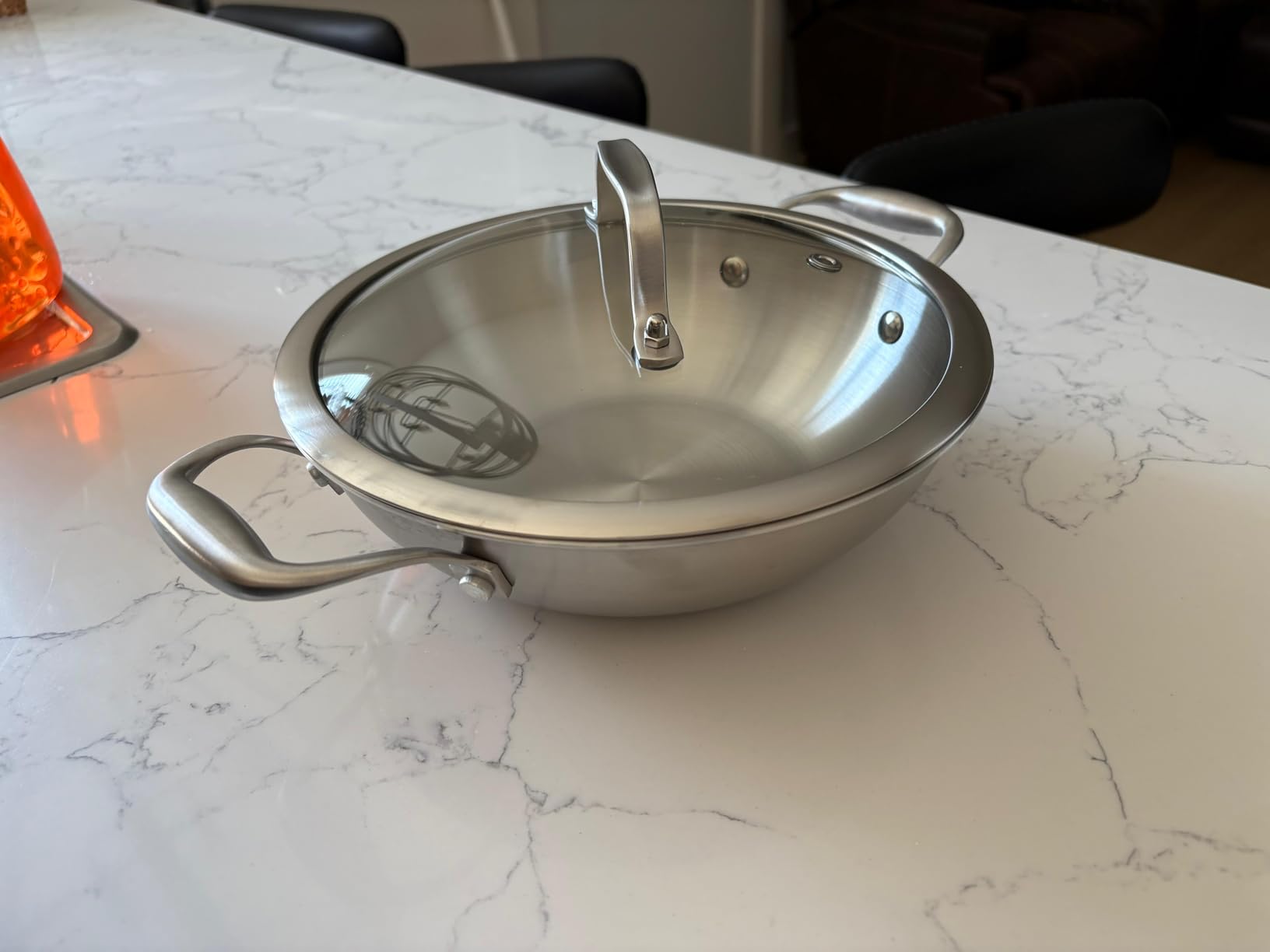 Inqibee 10-Inch Tri-Ply Stainless Steel Wok Pan with Lid, Small Stir Frying Pan, Jumbo Cooker, Induction Cooking Pan, Dishwasher and Oven Safe customer photo 1