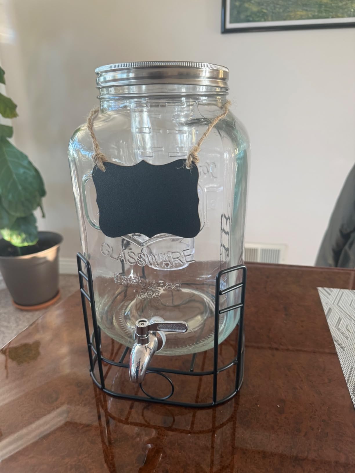 2 Gallon Drink Dispensers for Parties, 2 Pack Beverage Dispensers with Stand, Glass Water Jug Dispenser with 18/8 Stainless Steel Spigot customer photo 2