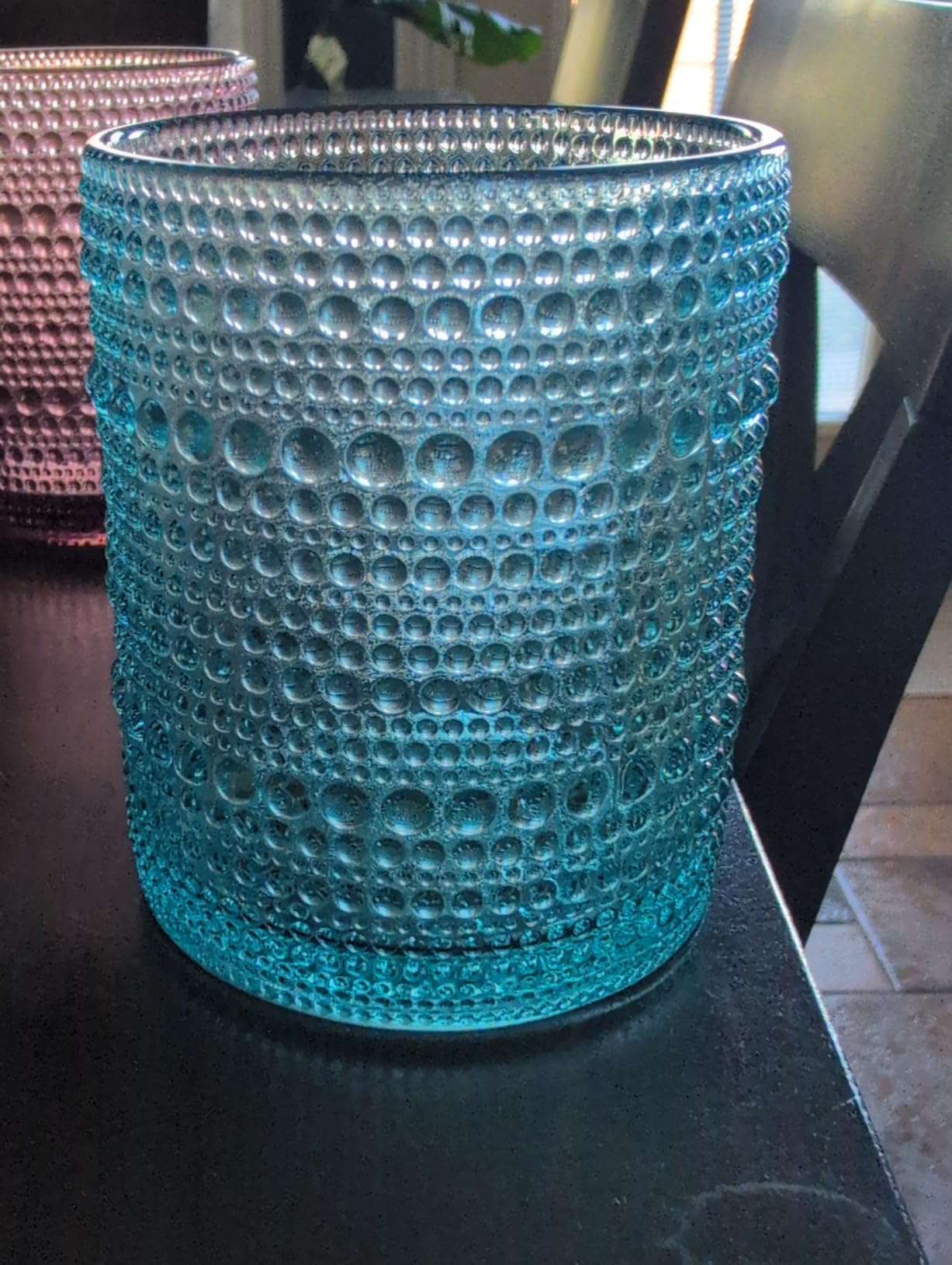 Colored Hobnail Drinking Glasses Set of 6, 12oz Vintage Kitchen Glassware, Embossed Beaded Glass Cups, Water Tumbler for Cocktail, Juice and Various Mixed Drinks customer photo 1