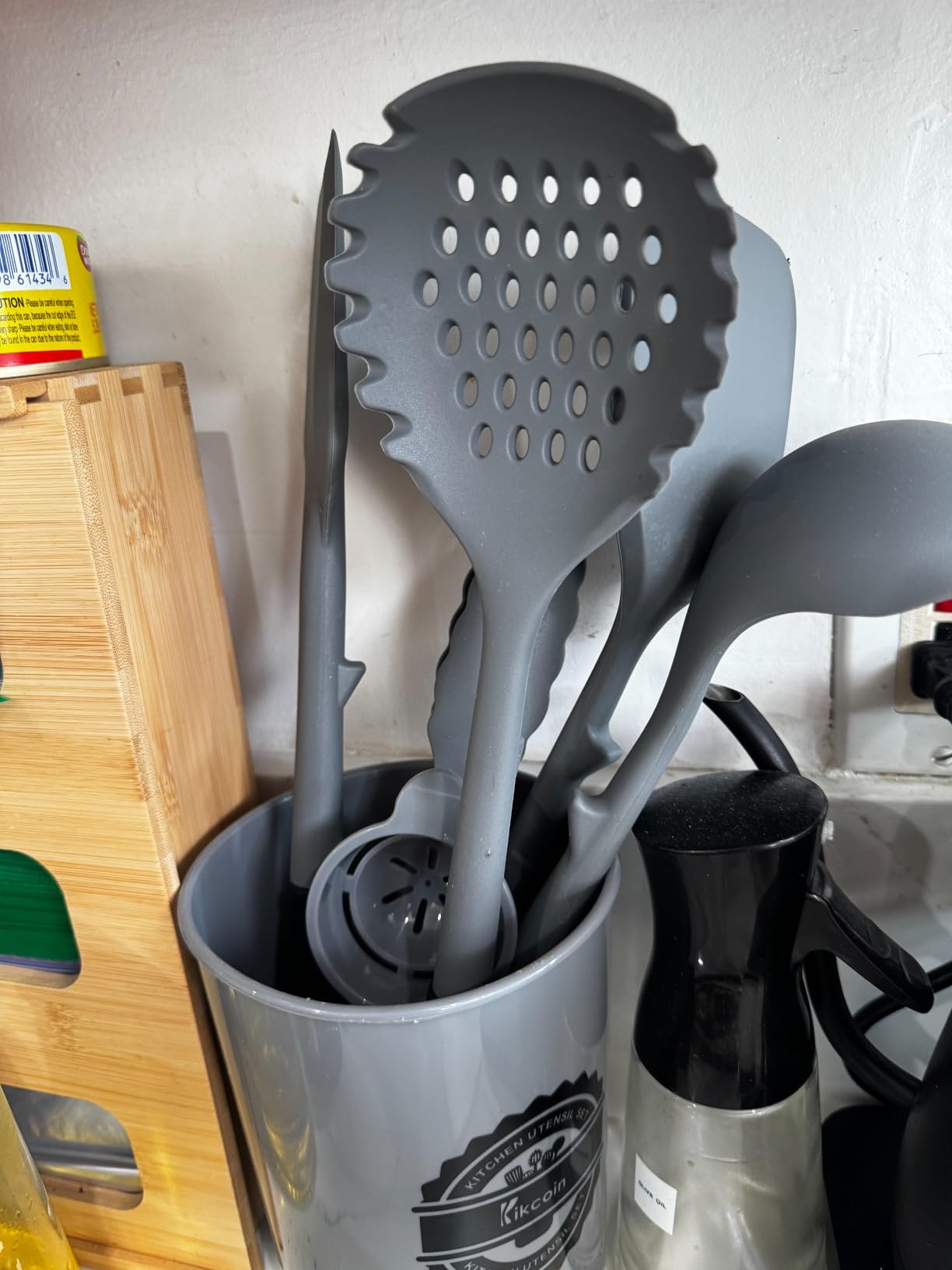 Kikcoin 43Pcs Large Kitchen Utensils Set - Silicone Cooking Utensils Set, Dishwasher Safe Spatula Set for Non-stick Cookware, 446°F Heat Resistant Kitchen Utensils Set with Holder BPA Free, Grey customer photo 2