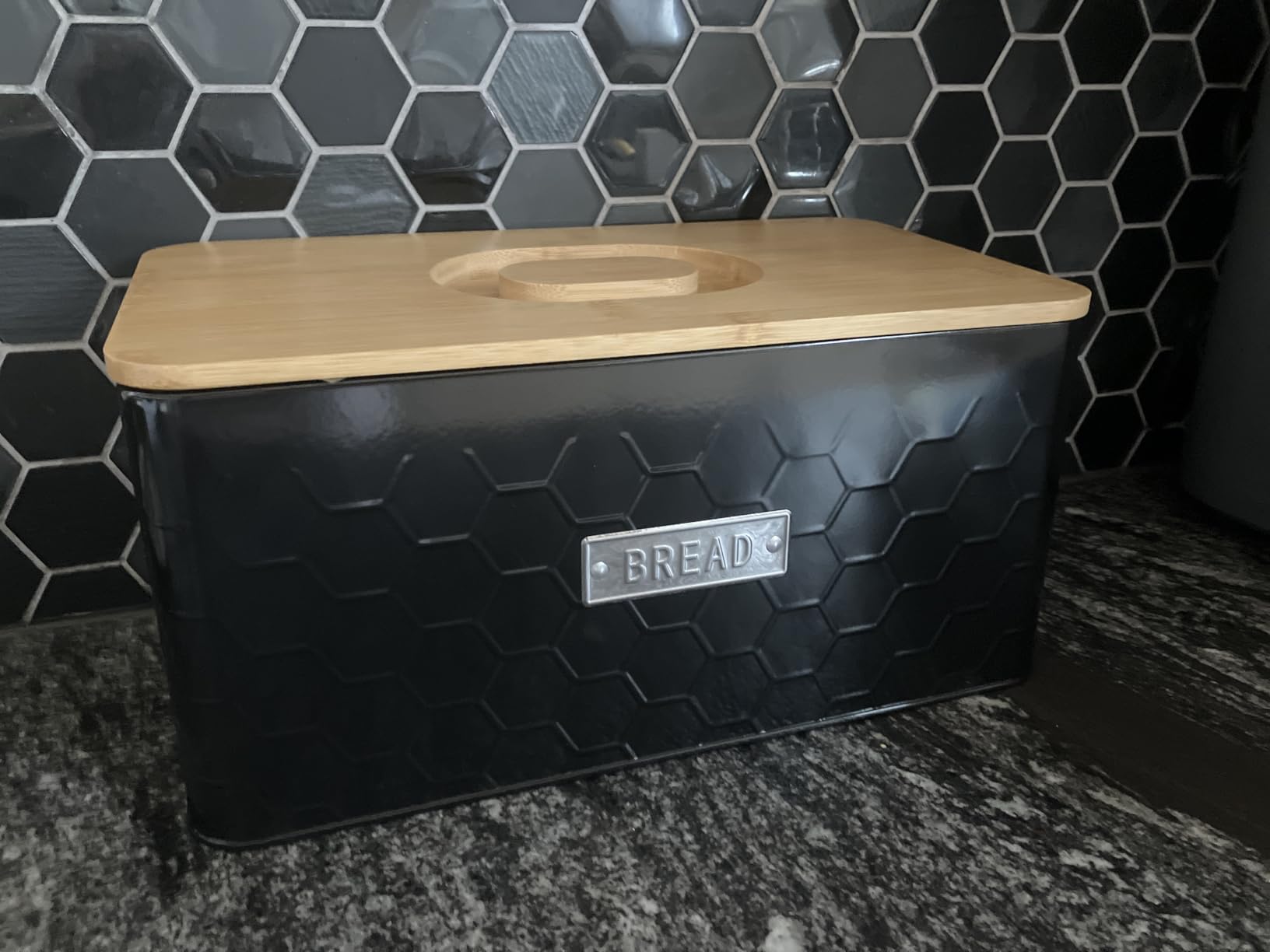 vensovo Bread Box for Countertop - Large White Metal Bread Bin with Bamboo Cutting Board Lid, Farmhouse Bread Storage Container for Homemade Bread, Baked Goods & Kitchen Counter Organization customer photo 2