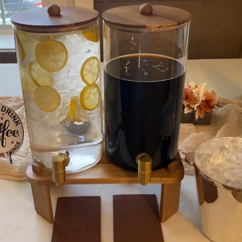 2 PCS 1.5 Gallon Drink dispenser, Glass Beverage Dispenser With Wood Stand customer photo 1