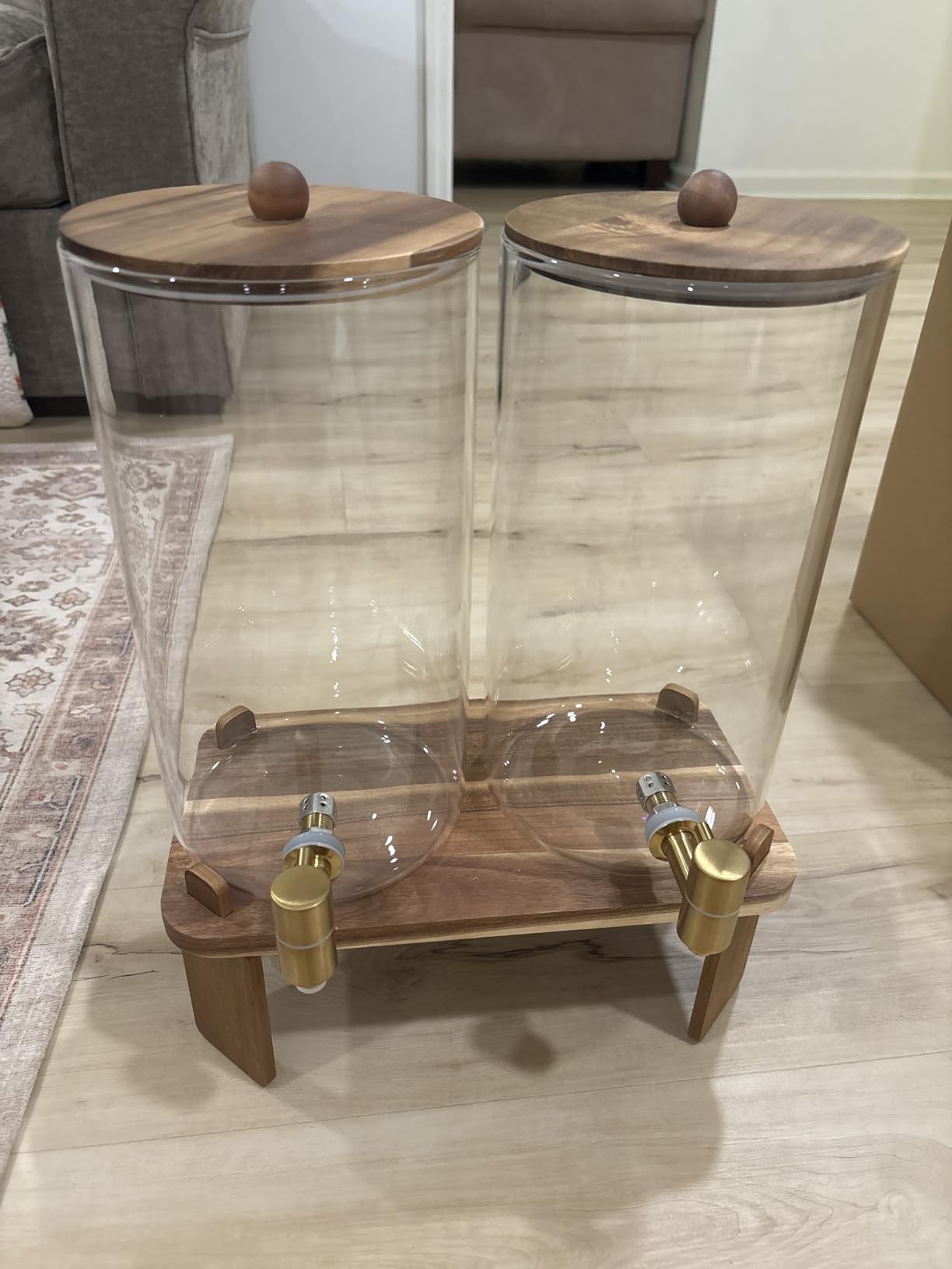2 PCS 1.5 Gallon Drink dispenser, Glass Beverage Dispenser With Wood Stand customer photo 2