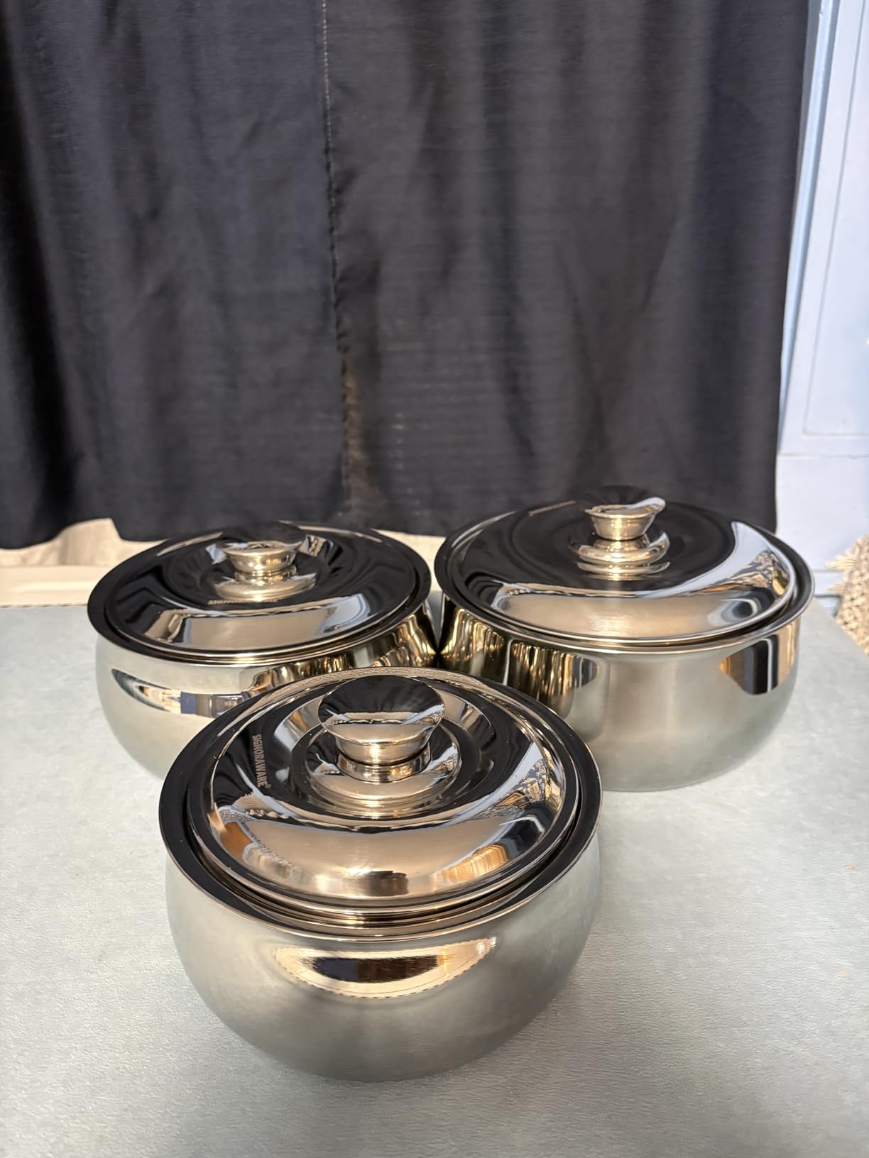 SIGNORA WARE Large Insulated Casserole Dish with Lid Set of 3. Stainless steel Hot Pot Food Warmer/Cooler -Thermal Soup/Salad Serving Bowl Stainless Steel Hot Food Container customer photo 1