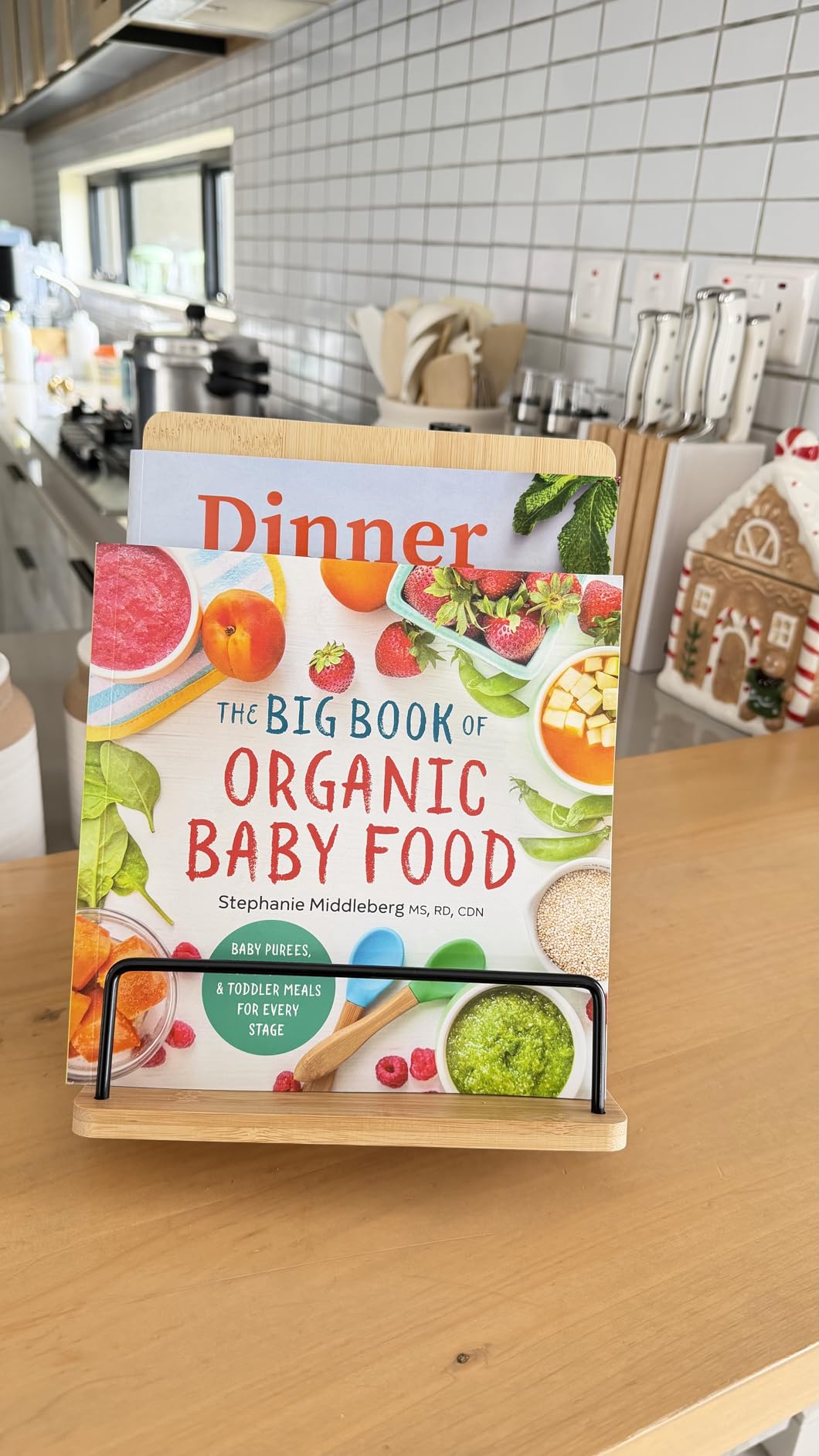 Bamboo Cookbook Stand for Kitchen Counter, Recipe Book Holder with Measurement Conversion Chart, Adjustable Cookbook Holder, Essential Accessories Women Gifts for Easter Birthday Mothers Day customer photo 1