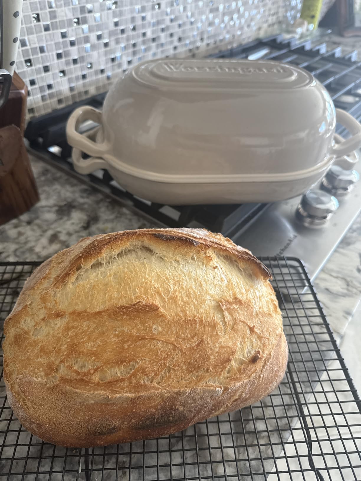 Enameled Cast Iron Sourdough Bread Oven, Dutch Oven, Loaf Cast Iron Bread Pan for Homemade Bread Baking, Meatloaf Pan with Lid, 5QT, Red customer photo 1
