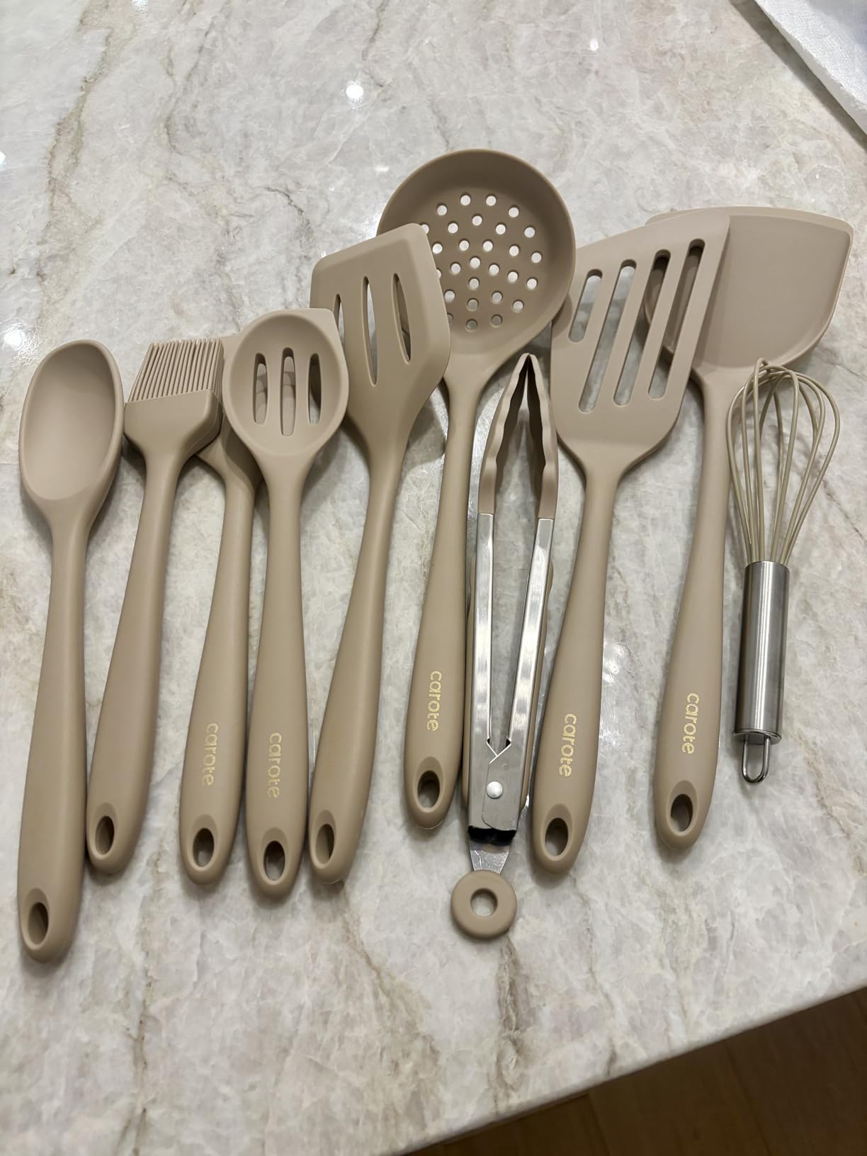 CAROTE Kitchen Utensil Set for Nonstick Cookware - 446°F Heat Resistant Silicone Cooking Utensils Set 10pcs, Dark Grey, Odorless Spatula, Turner customer photo 1