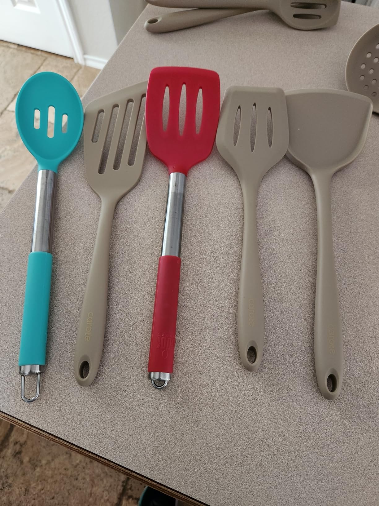 CAROTE Kitchen Utensil Set for Nonstick Cookware - 446°F Heat Resistant Silicone Cooking Utensils Set 10pcs, Dark Grey, Odorless Spatula, Turner customer photo 2