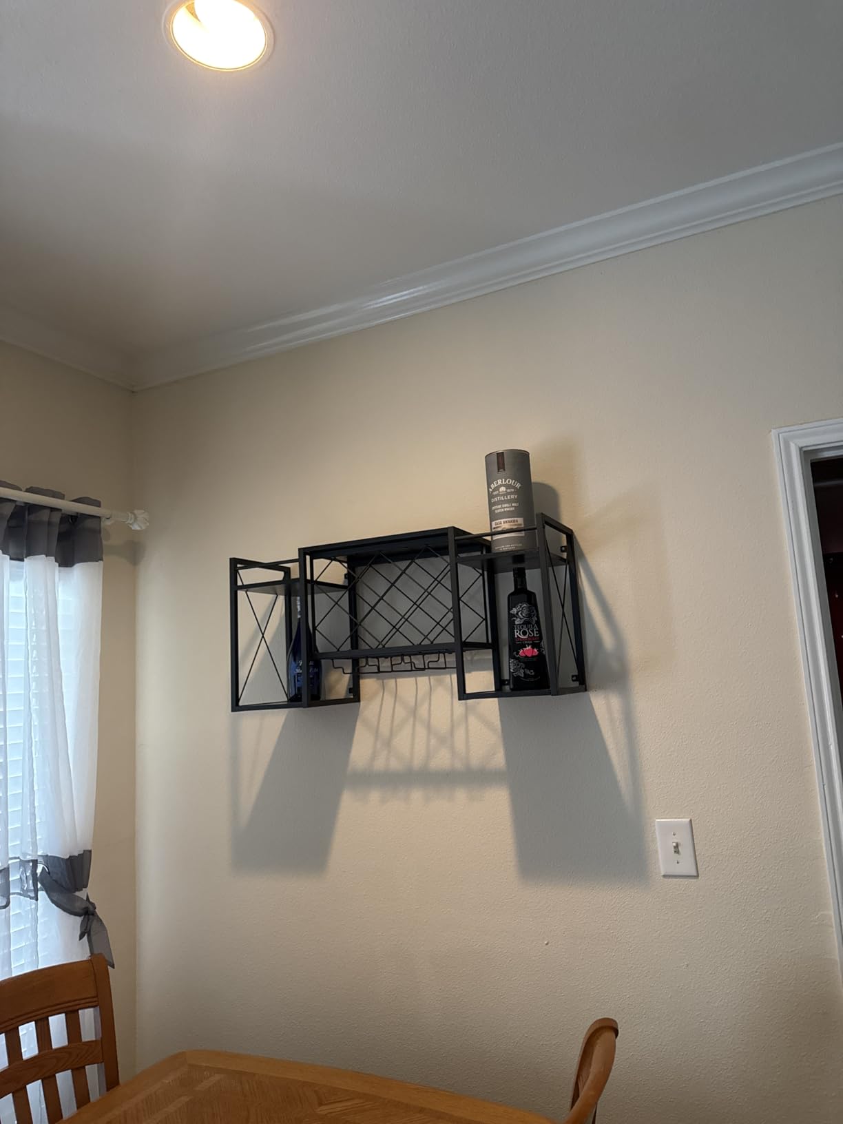 Wall Mounted Wine Rack with Glass Holder, Wood-Metal Retro Bar Shelf, Wine Bottles Display Wall Storage for Kitchen Dining Room Home Bar customer photo 1