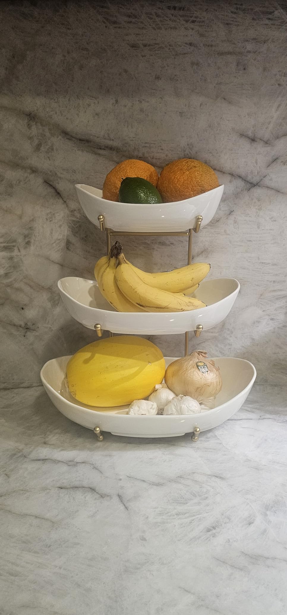 HBlife Fruit Bowl for Kitchen Counter - 3 Tier Ceramic Fruit Rack, Fruit Basket for Fresh Fruit&Veggies, Tiered Fruit Platter Serving Trays for Party customer photo 1