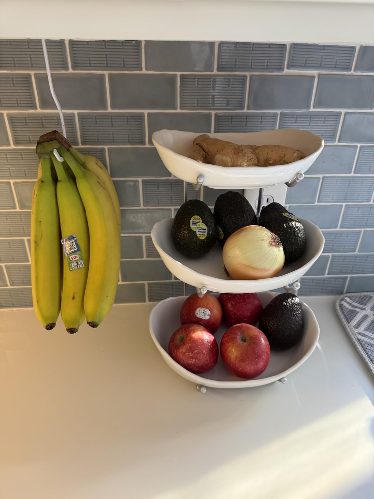 HBlife Fruit Bowl for Kitchen Counter - 3 Tier Ceramic Fruit Rack, Fruit Basket for Fresh Fruit&Veggies, Tiered Fruit Platter Serving Trays for Party customer photo 2