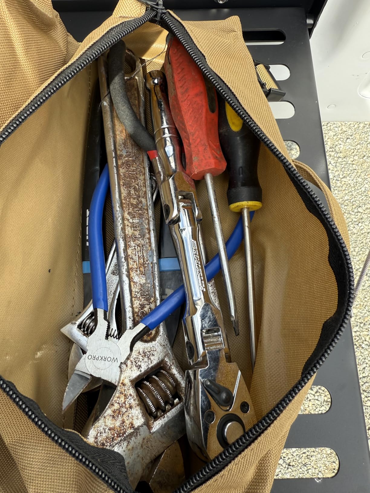 Roll Up Tool Bag, Heavy Duty Tool Organizer with 2 Detachable Pouches, Father's Day Gifts for Dad, Durable Tool Storage for Men Women, Perfect for Husband, Handyman, RV Owners, Dad Birthday, Khaki customer photo 2