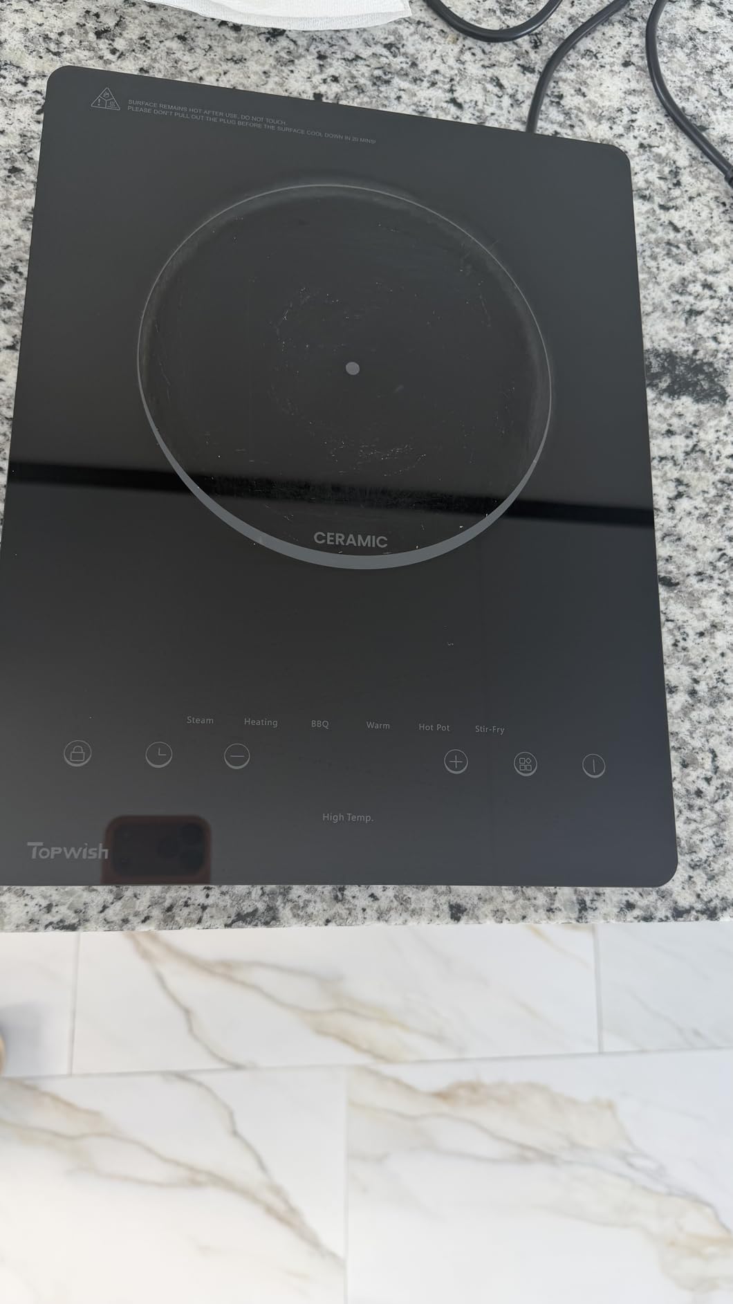 4 Burner Electric Cooktop, TOPWISH 24 Inch, Built-in Electric Stove Top, 220-240v Radiant Cooktop with Child Lock, Touch Control, Residual Heat Indicator, Overheat Protection, Hard Wire (No Plug) customer photo 1