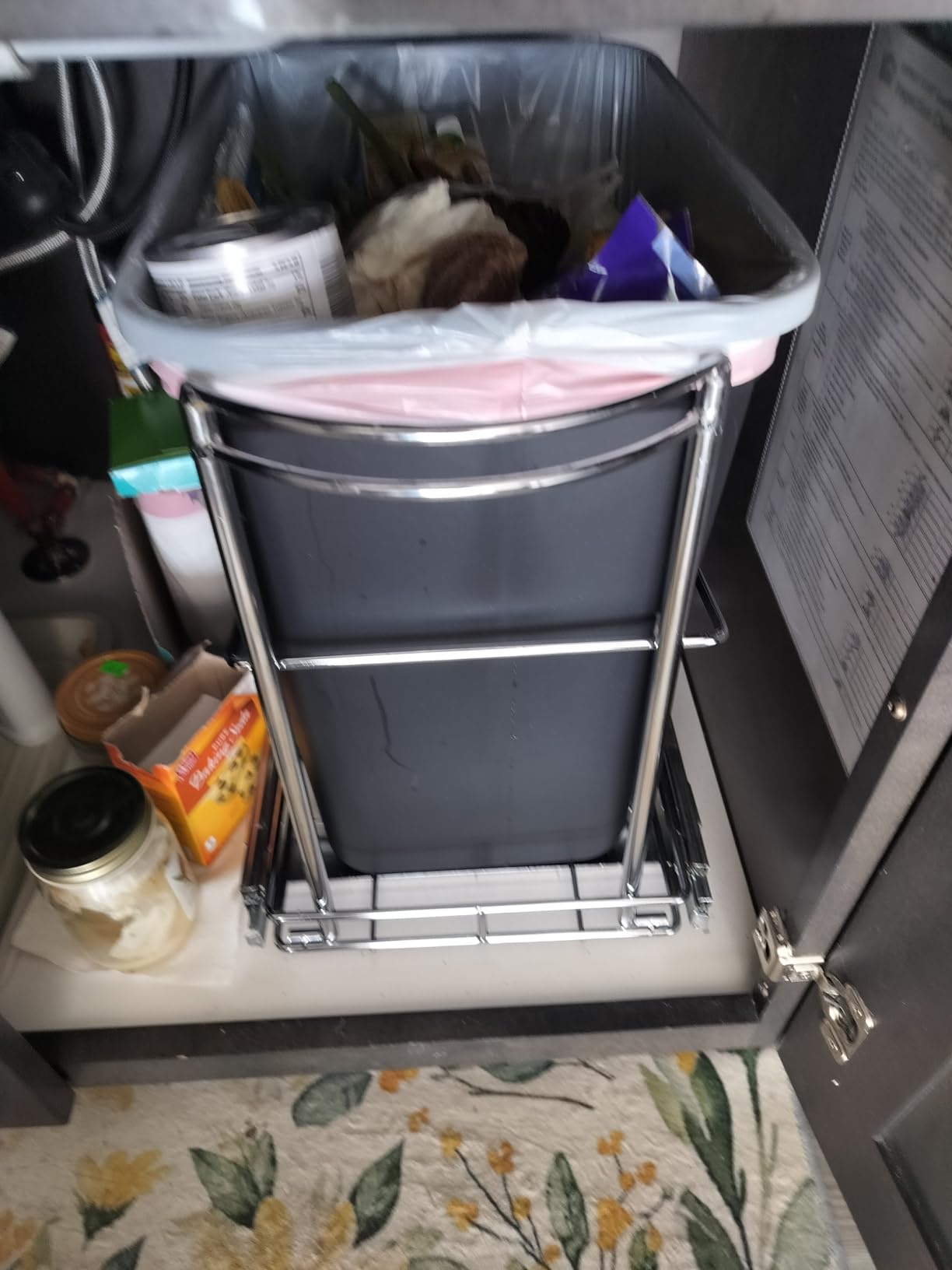 Under Sink Trash Can Pull Out 7-13Gal 50Qt Black, Under Cabinet Trash Bin Pull Out Kit 13