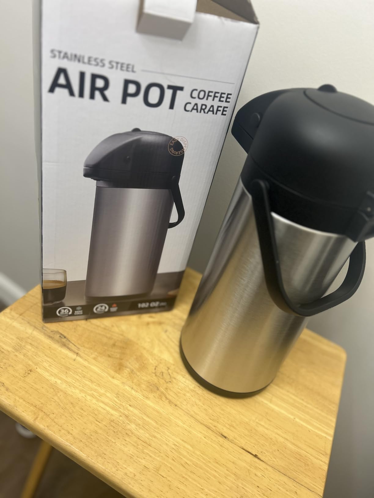 Coffee Carafe for Keeping Hot - Gezoss 102OZ / 3L Airpot Coffee Dispenser with Pump - Large Coffee Carafe for Hot Drinks Tea Liquid - Insulated Stainless Steel Hot Water Beverage Urn for Parties customer photo 1