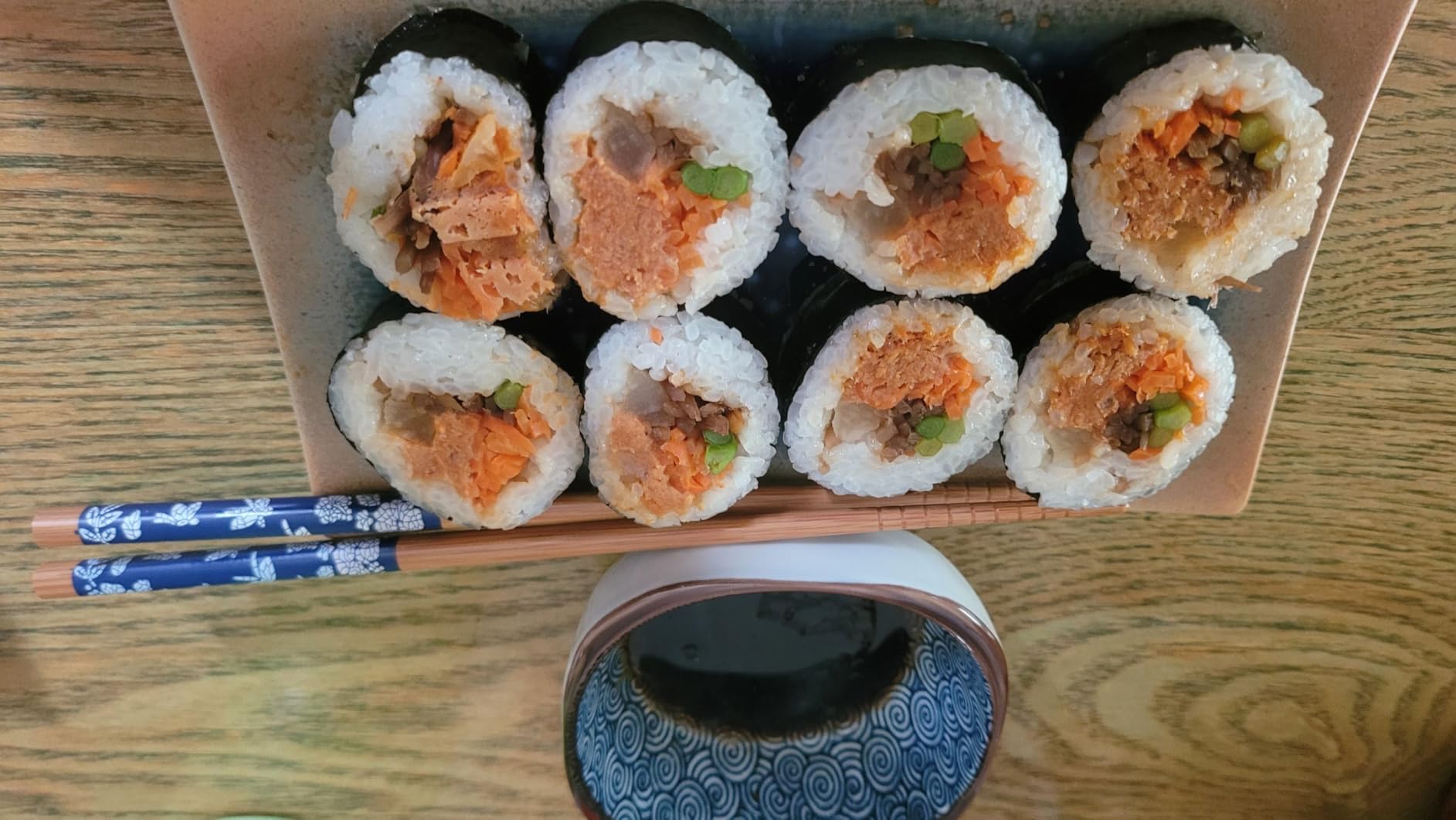 UNICASA Japanese Style Sushi Plate Set 8 Piece, Ceramic Sushi Dishes Serving Set, Include 2 Sushi Plates, 2 Sauce Dishes, 2 Pairs of Chopsticks, 2 Chopsticks Holders customer photo 1